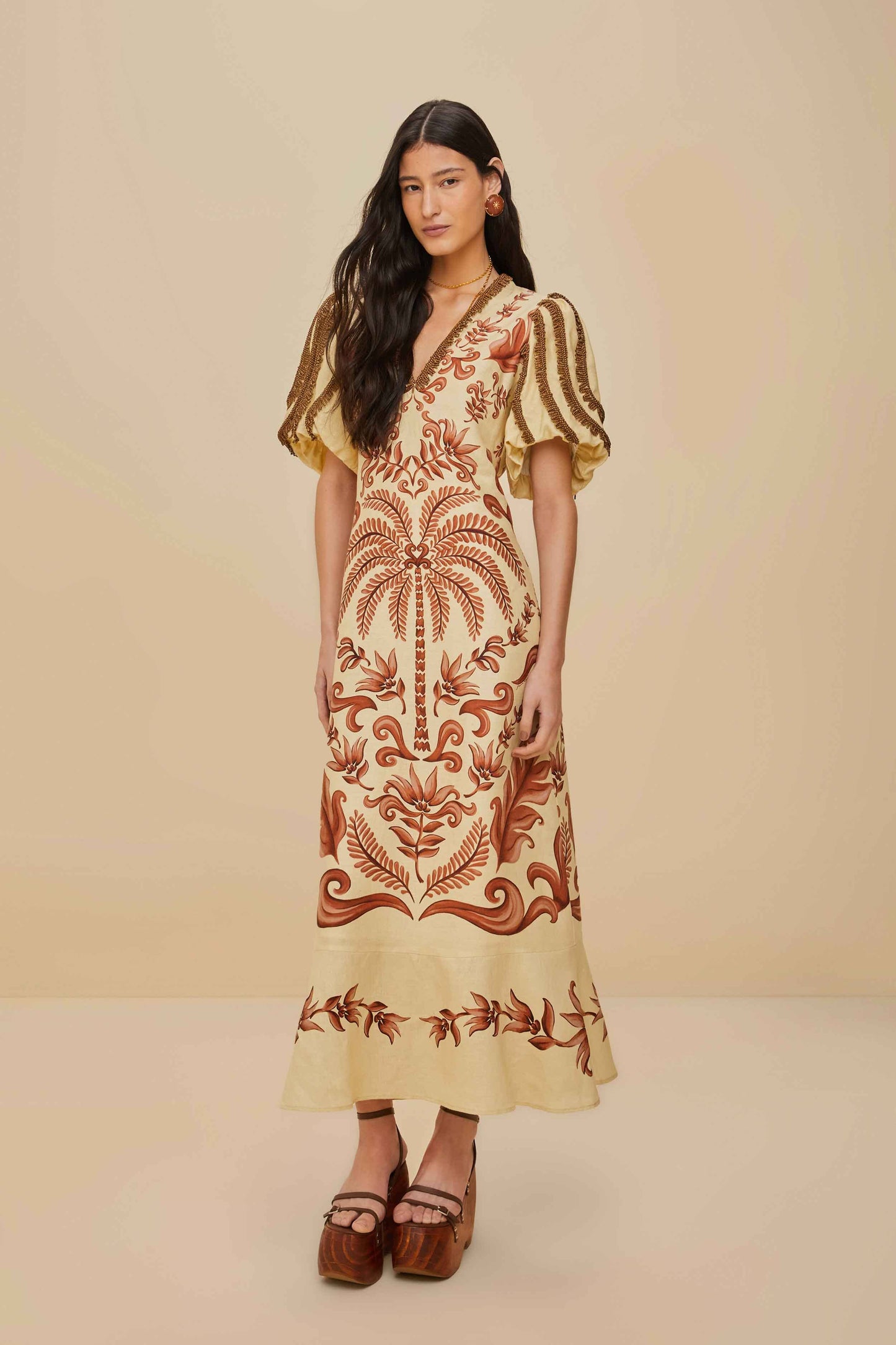 Vestido largo de lino Milani Euroflax™ Premium