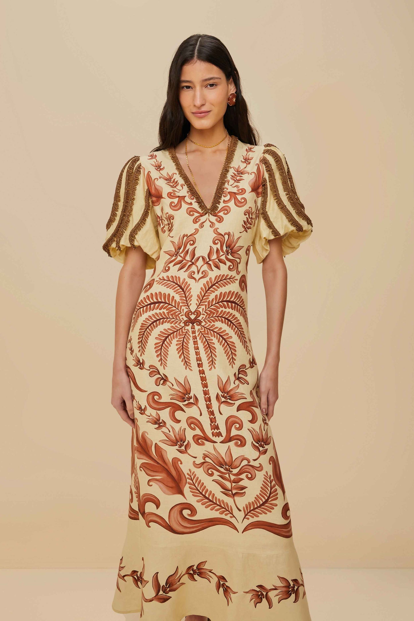 Vestido largo de lino Milani Euroflax™ Premium