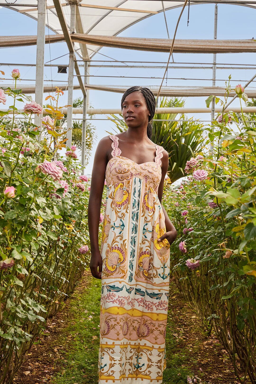 Off-White Maritime Magic LENZING™ ECOVERO™ Euroflax™ Maxi Vestido