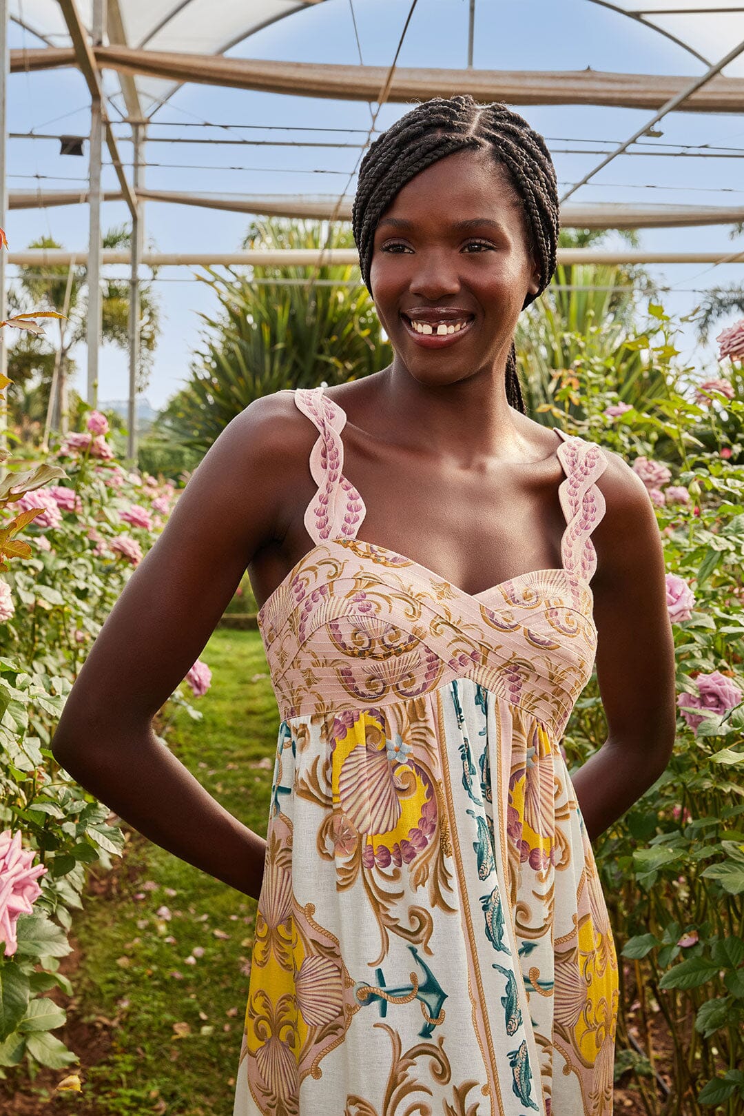 Off-White Maritime Magic LENZING™ ECOVERO™ Euroflax™ Maxi Vestido