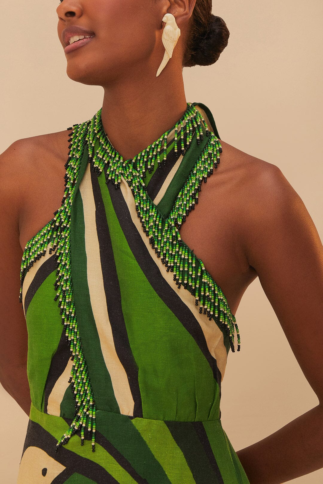 Tucán verde LENZING™ ECOVERO™ Euroflax™ Maxi Vestido