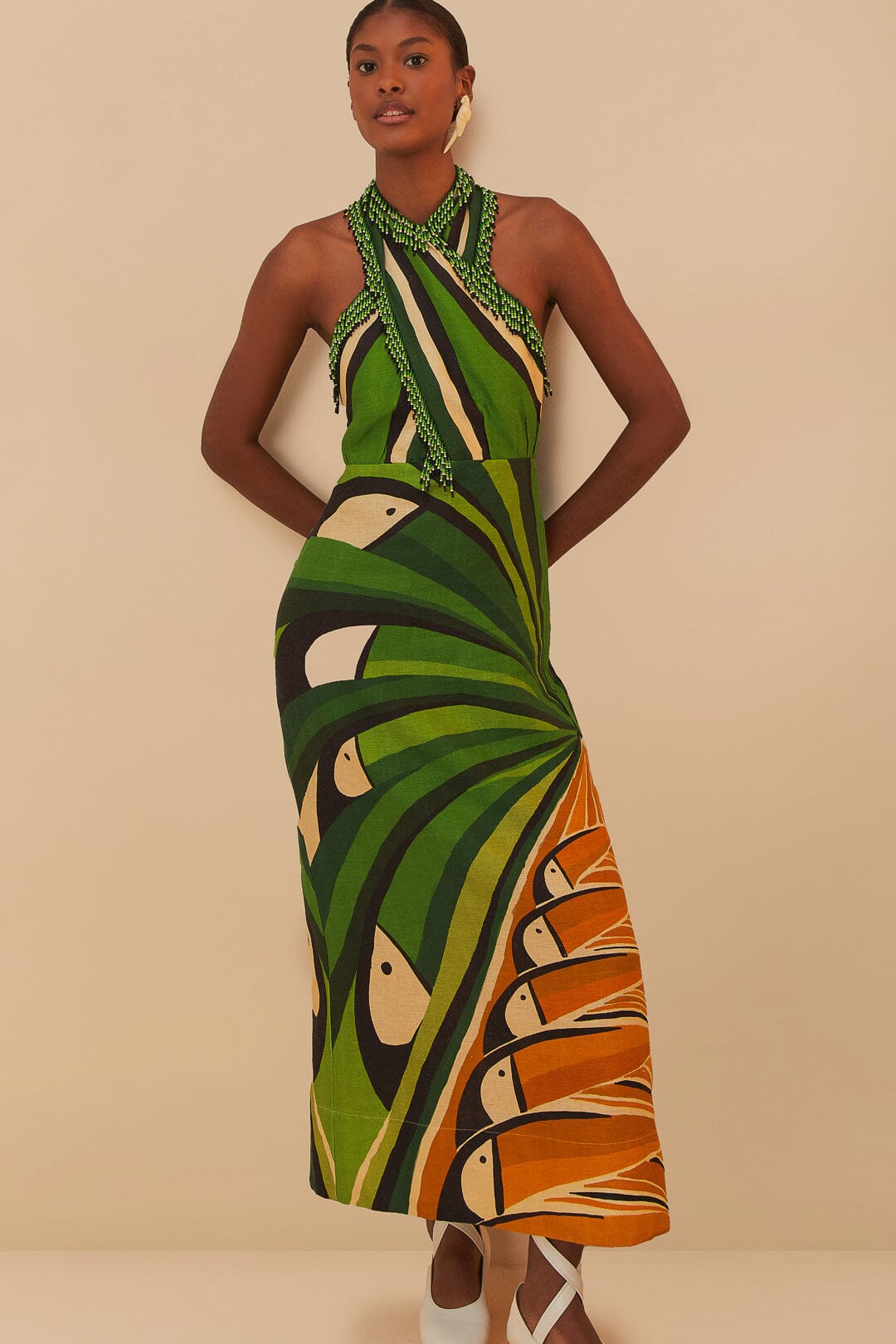 Tucán verde LENZING™ ECOVERO™ Euroflax™ Maxi Vestido