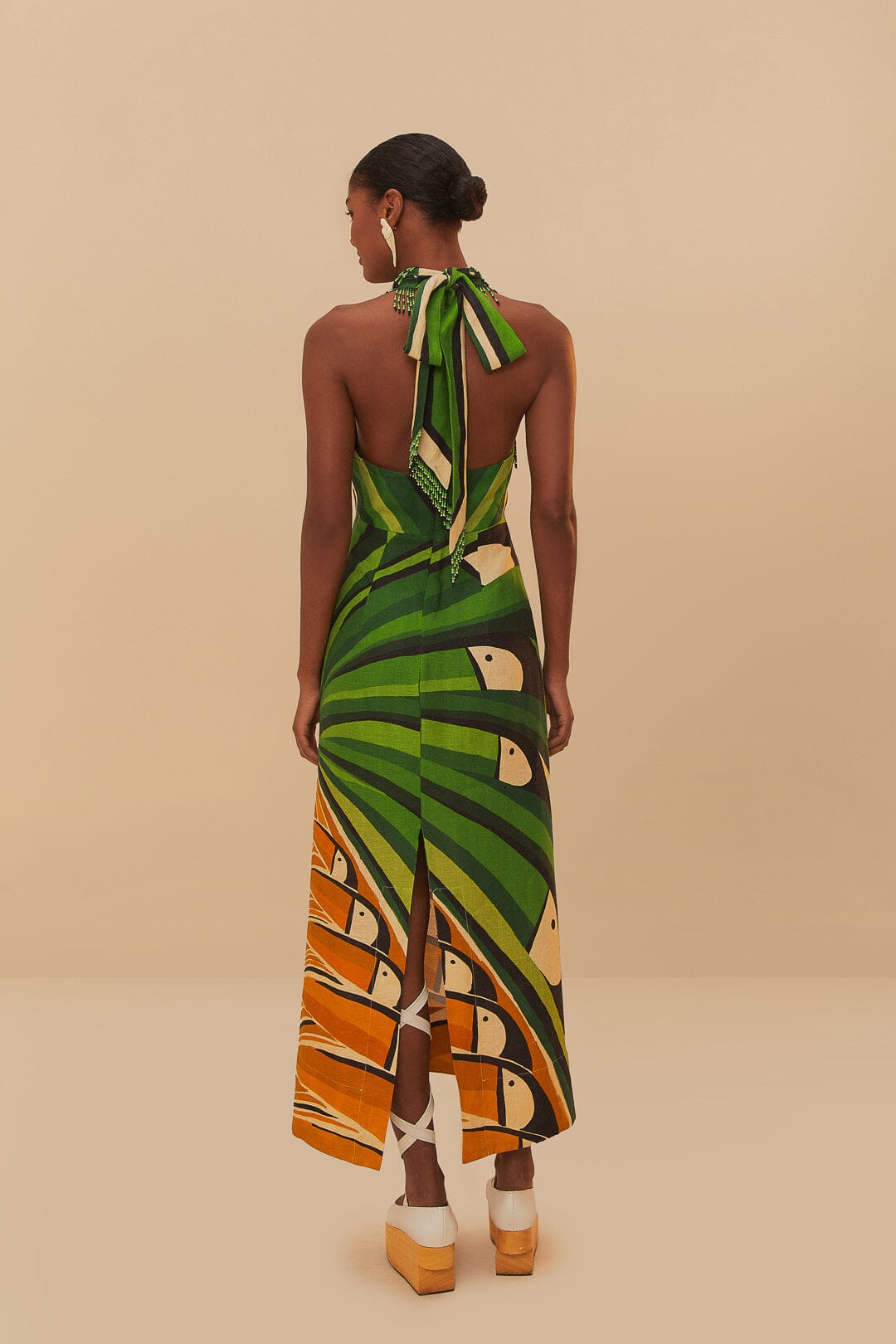 Tucán verde LENZING™ ECOVERO™ Euroflax™ Maxi Vestido