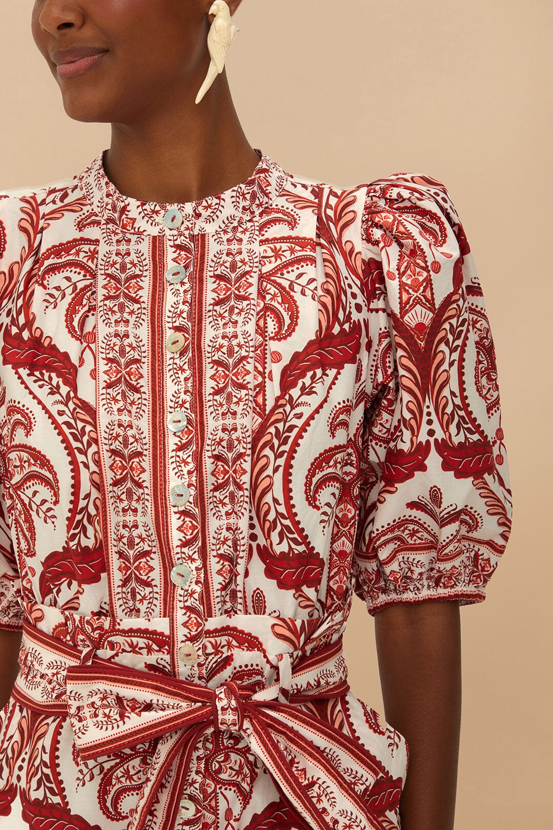 Romper de algodón orgánico Off-White Tropical Cameo