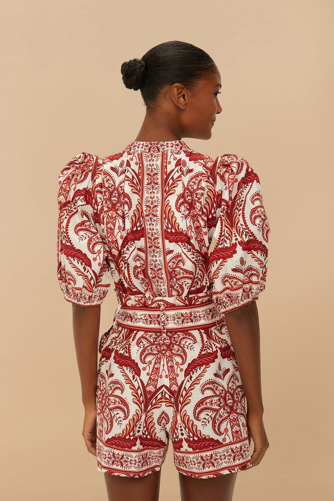 Romper de algodón orgánico Off-White Tropical Cameo