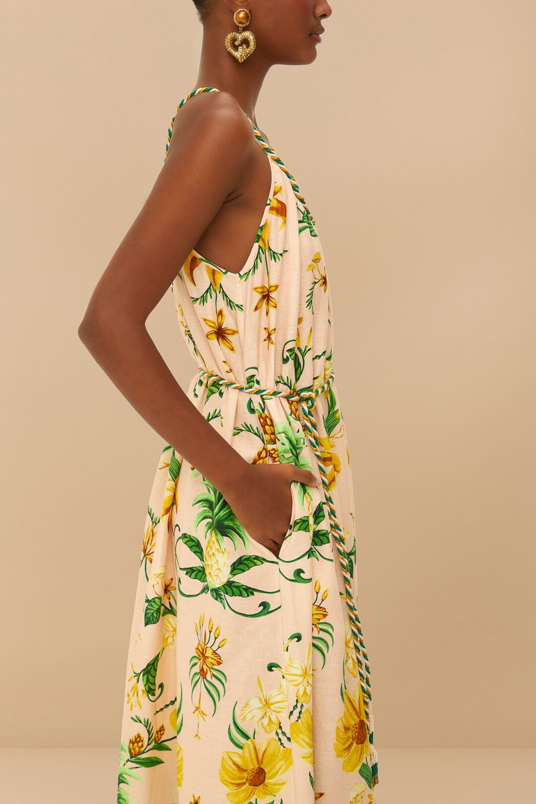 Belleza botánica rosa LENZING™ ECOVERO™ Euroflax™ Maxi Vestido