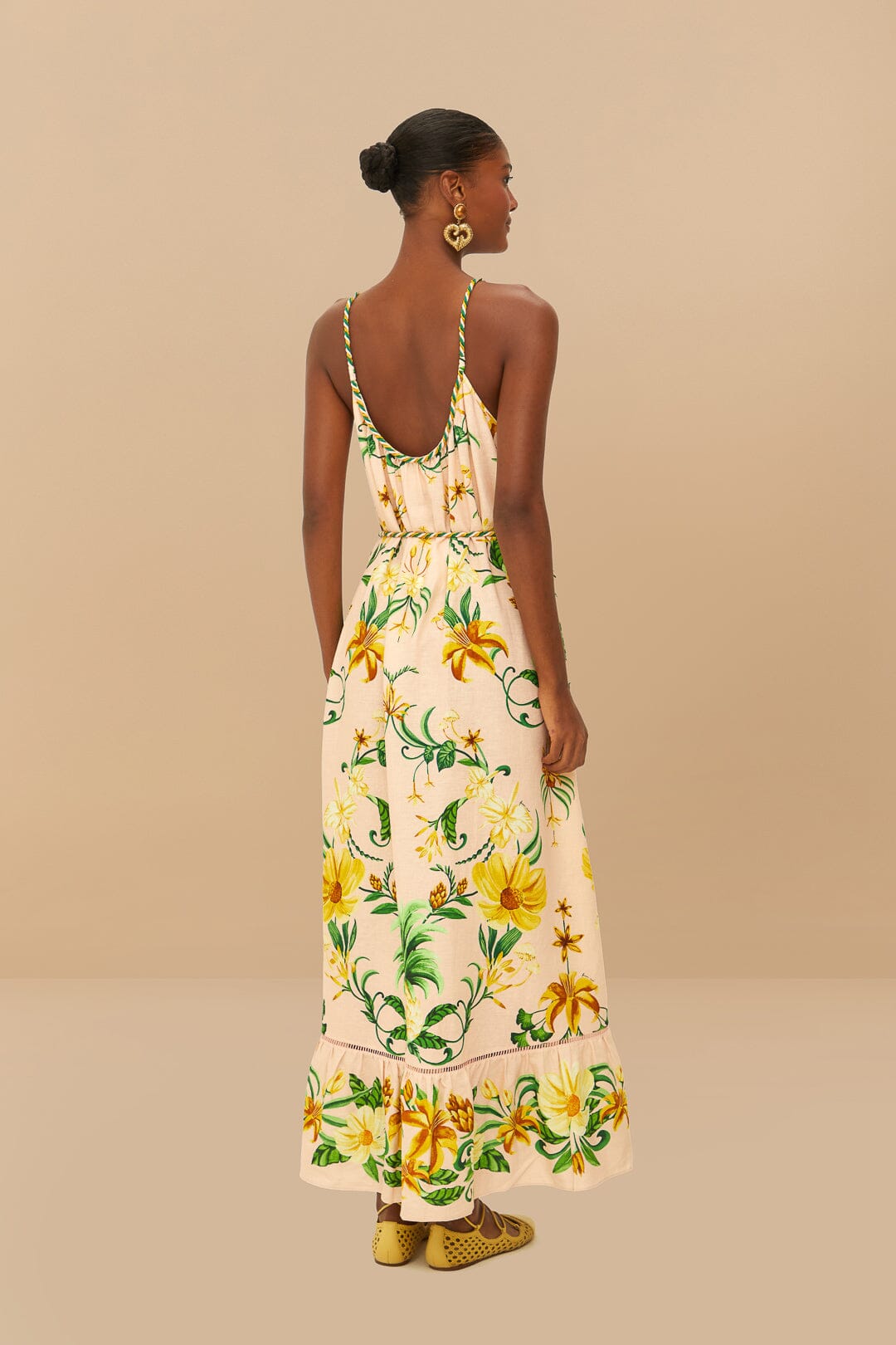 Belleza botánica rosa LENZING™ ECOVERO™ Euroflax™ Maxi Vestido