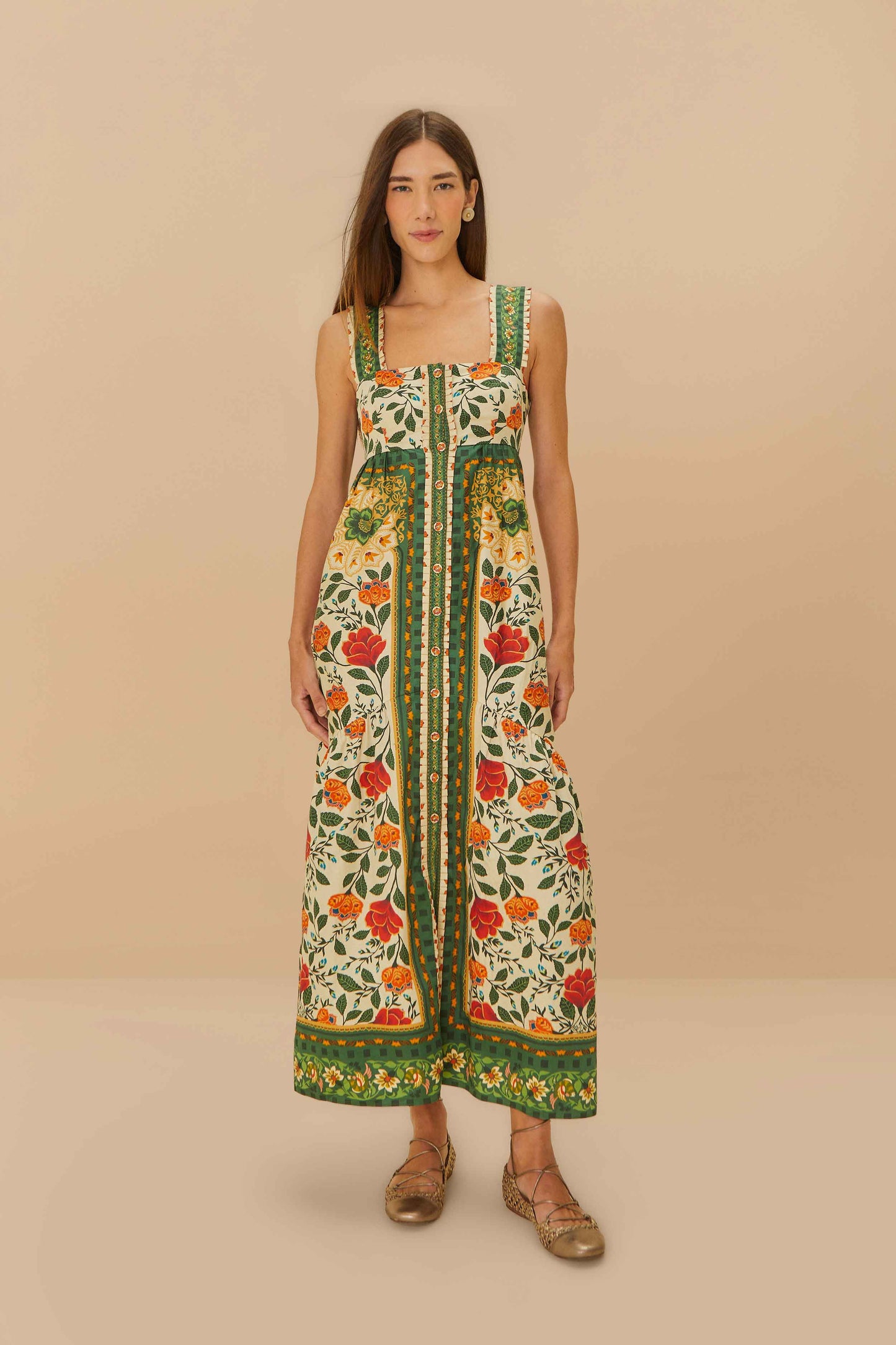 Maxivestido con lazo en la espalda y tapicería Sand Garden