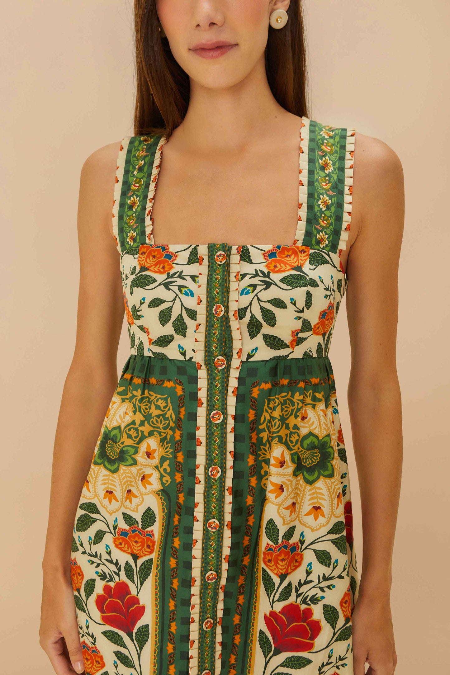 Maxivestido con lazo en la espalda y tapicería Sand Garden