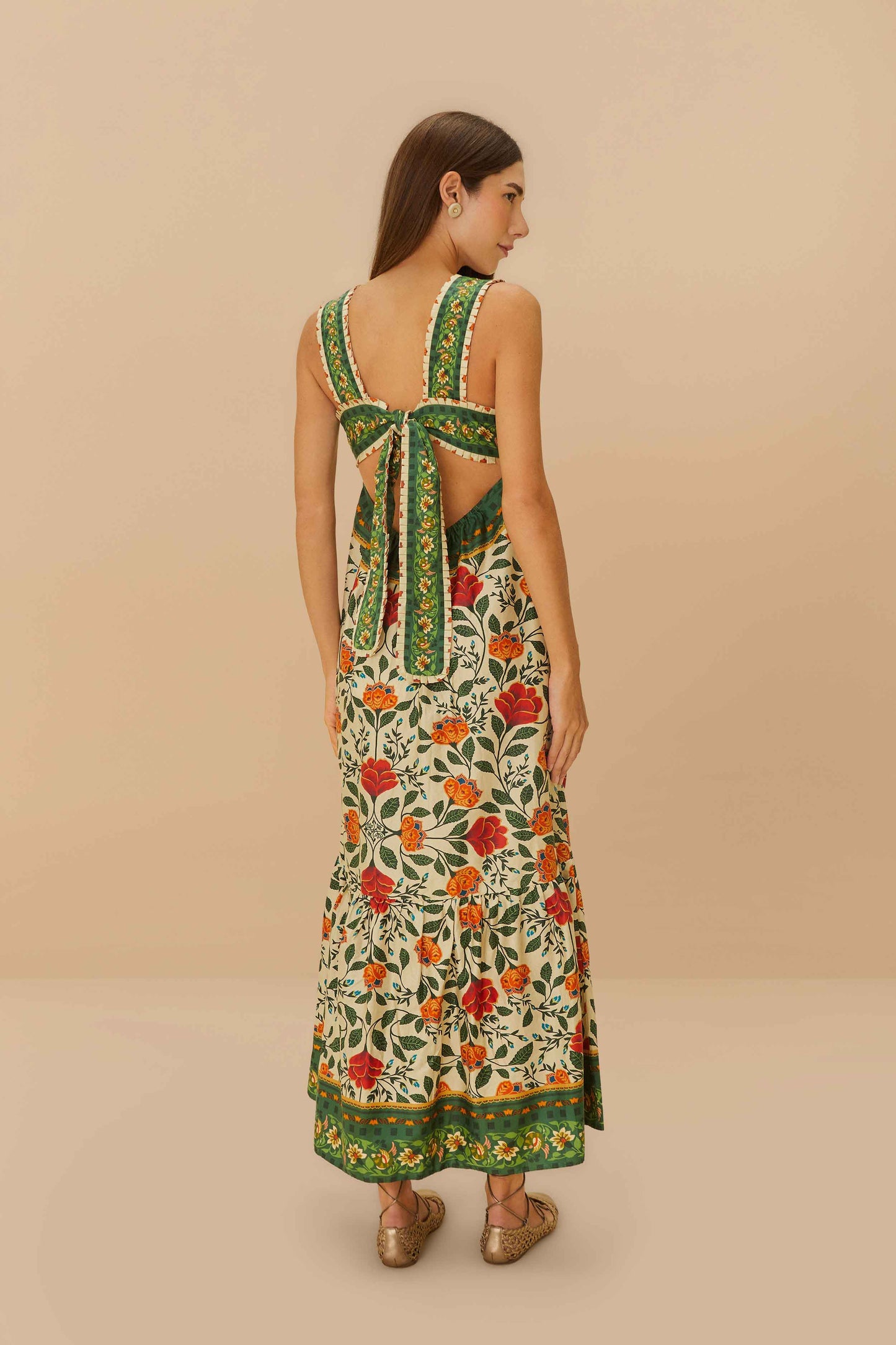 Maxivestido con lazo en la espalda y tapicería Sand Garden