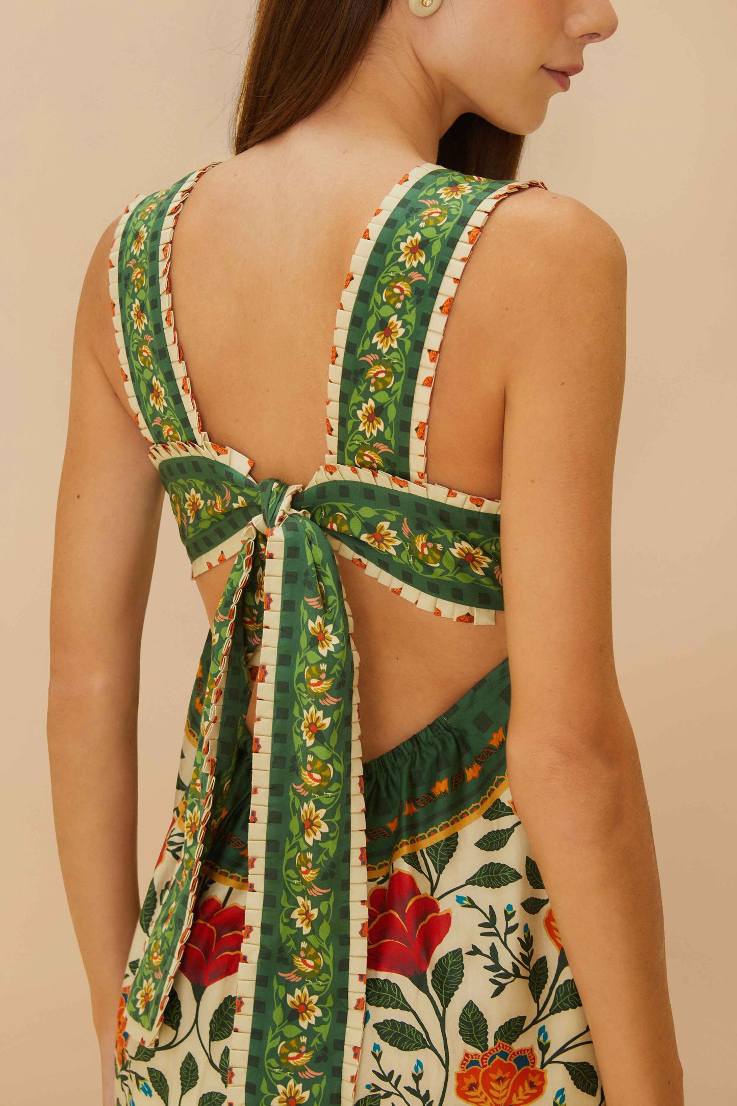 Maxivestido con lazo en la espalda y tapicería Sand Garden