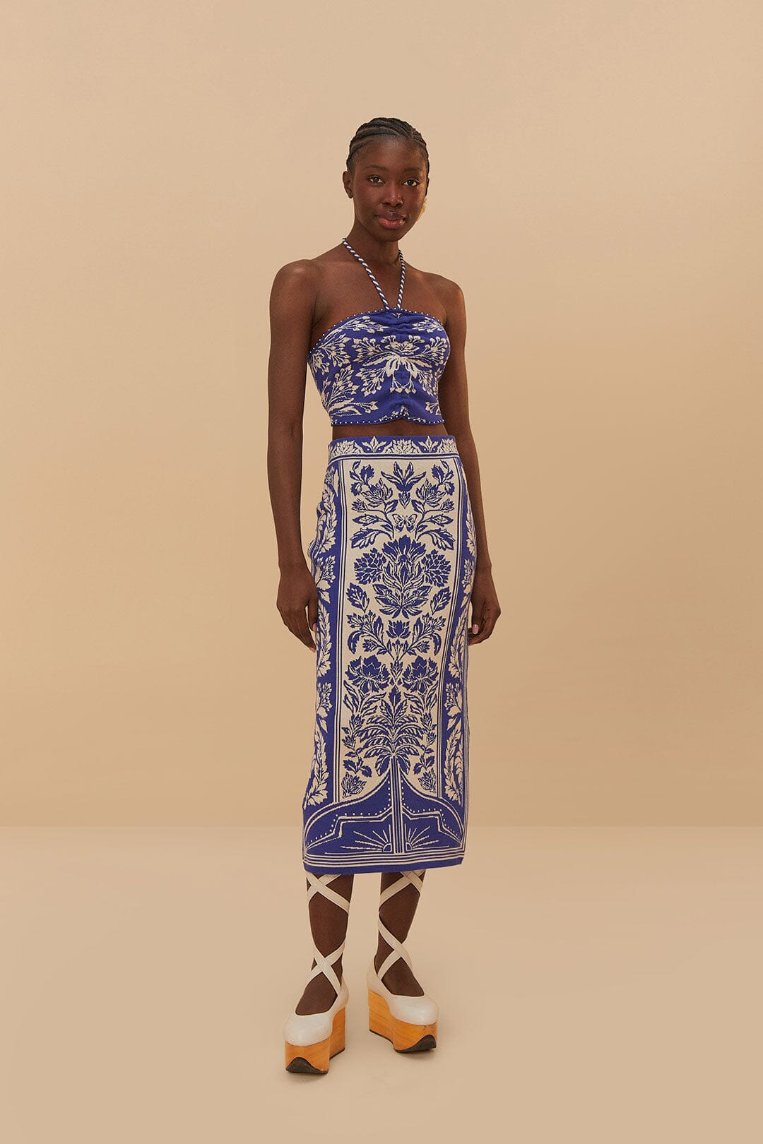 Off-White Delicate Tapestry Falda de punto