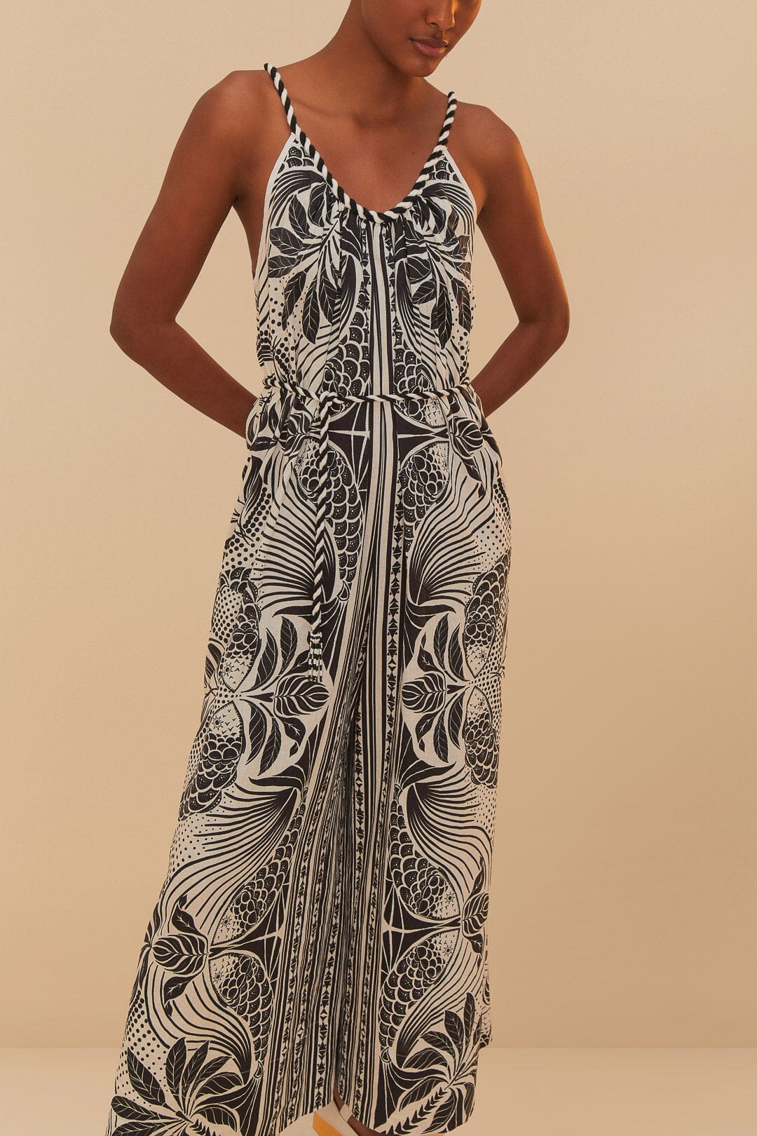 Off-White Monochrome Elegance Scarf LENZING™ ECOVERO™ Euroflax™ Jumpsuit