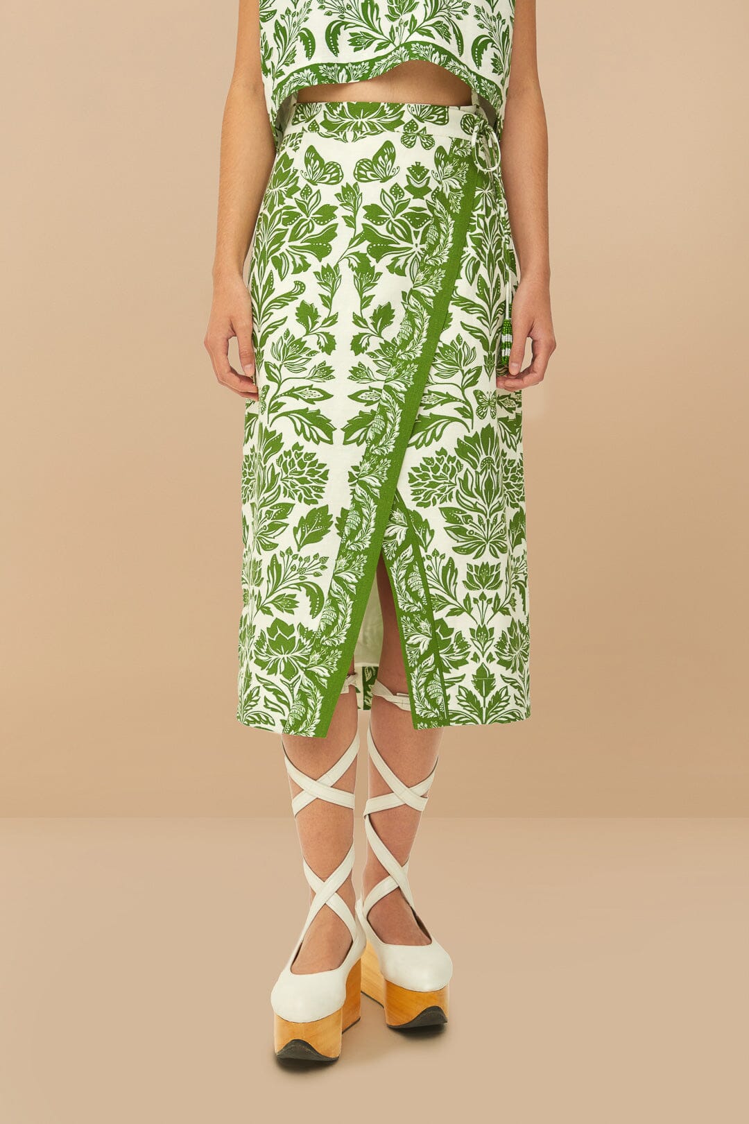 Tapiz delicado verde LENZING™ ECOVERO™ Euroflax™ Falda Midi