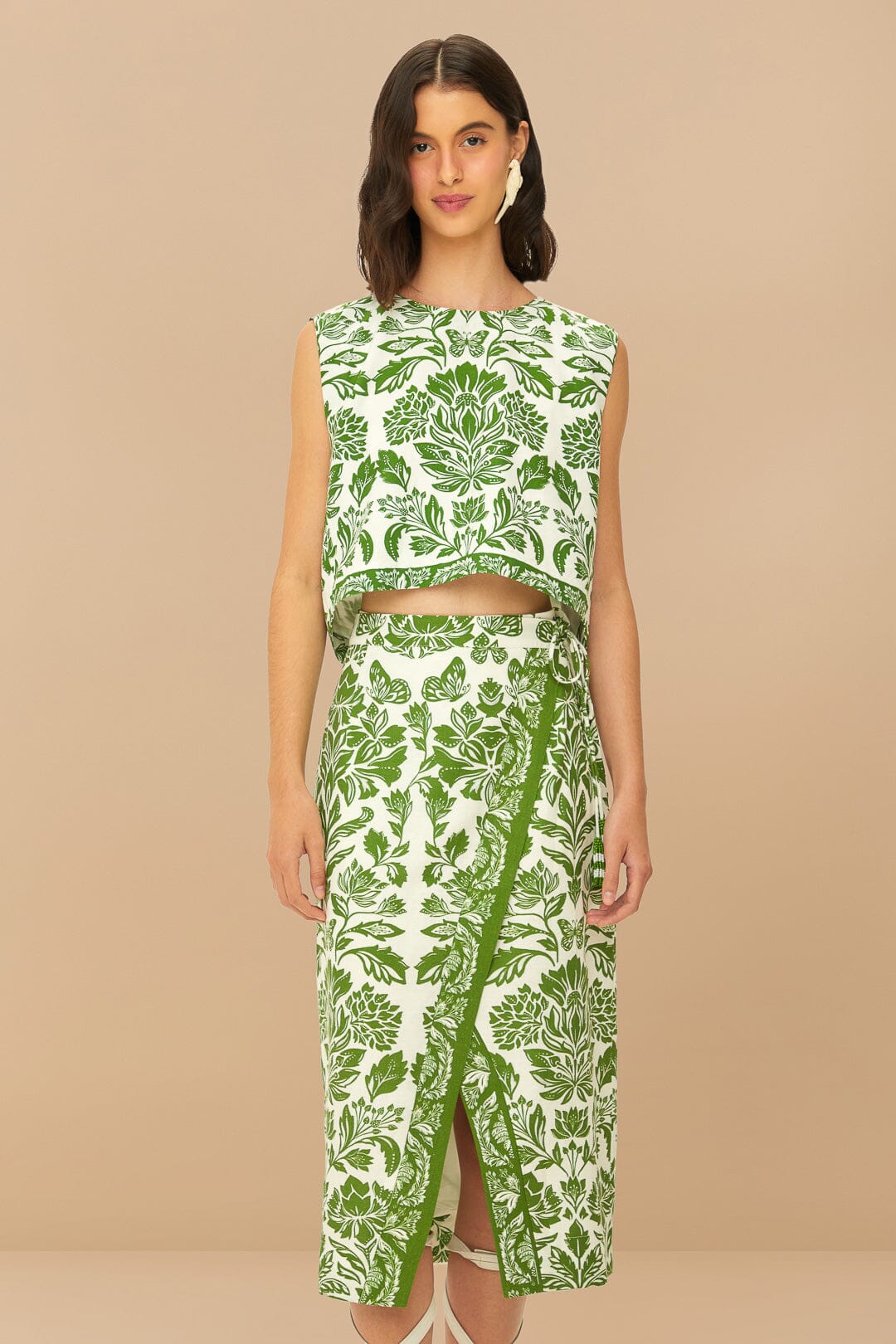 Tapiz delicado verde LENZING™ ECOVERO™ Euroflax™ Falda Midi