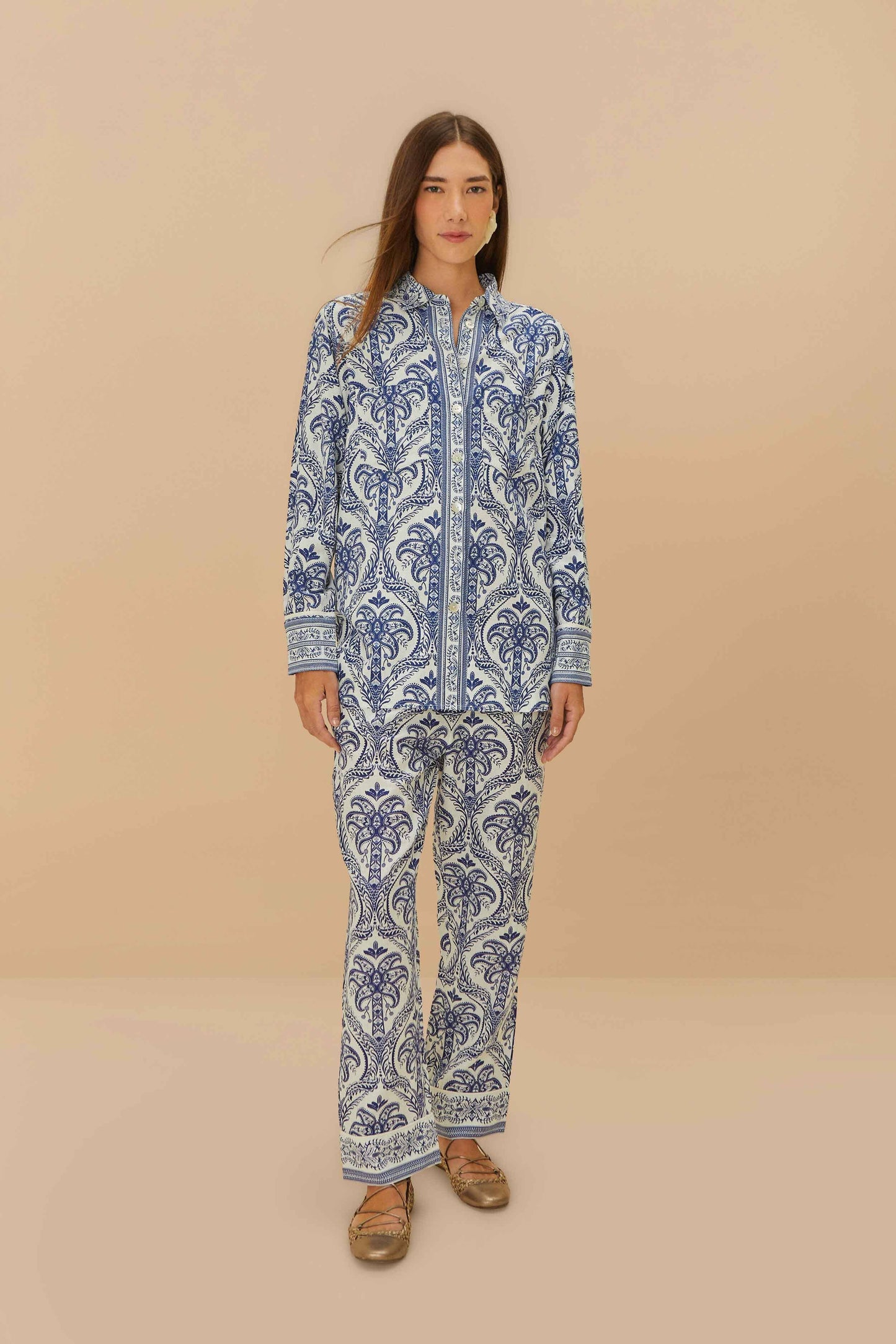 Camisa de pijama Off-White Tropical Cameo LENZING™ ECOVERO™ Euroflax™.