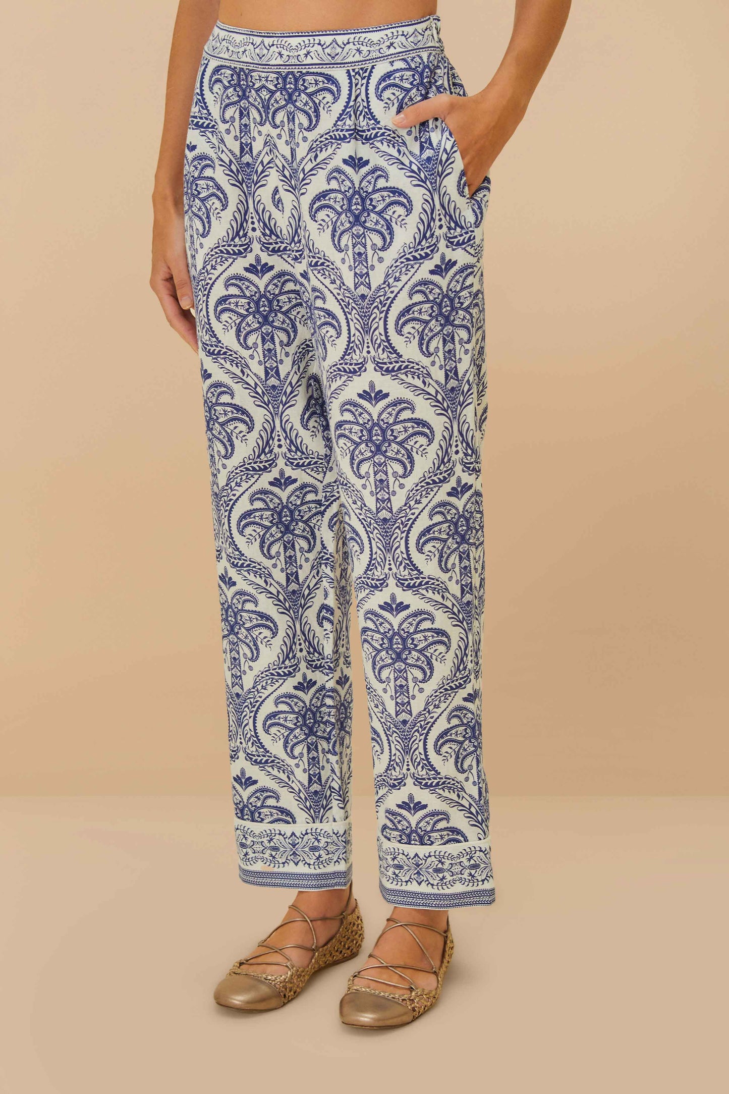 Off-White Tropical Cameo LENZING™ ECOVERO™ Euroflax™ Pantalones de pijama
