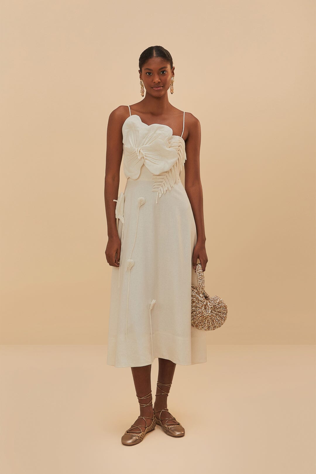 Vestido midi Off-White Garden LENZING™ ECOVERO™ Euroflax™.