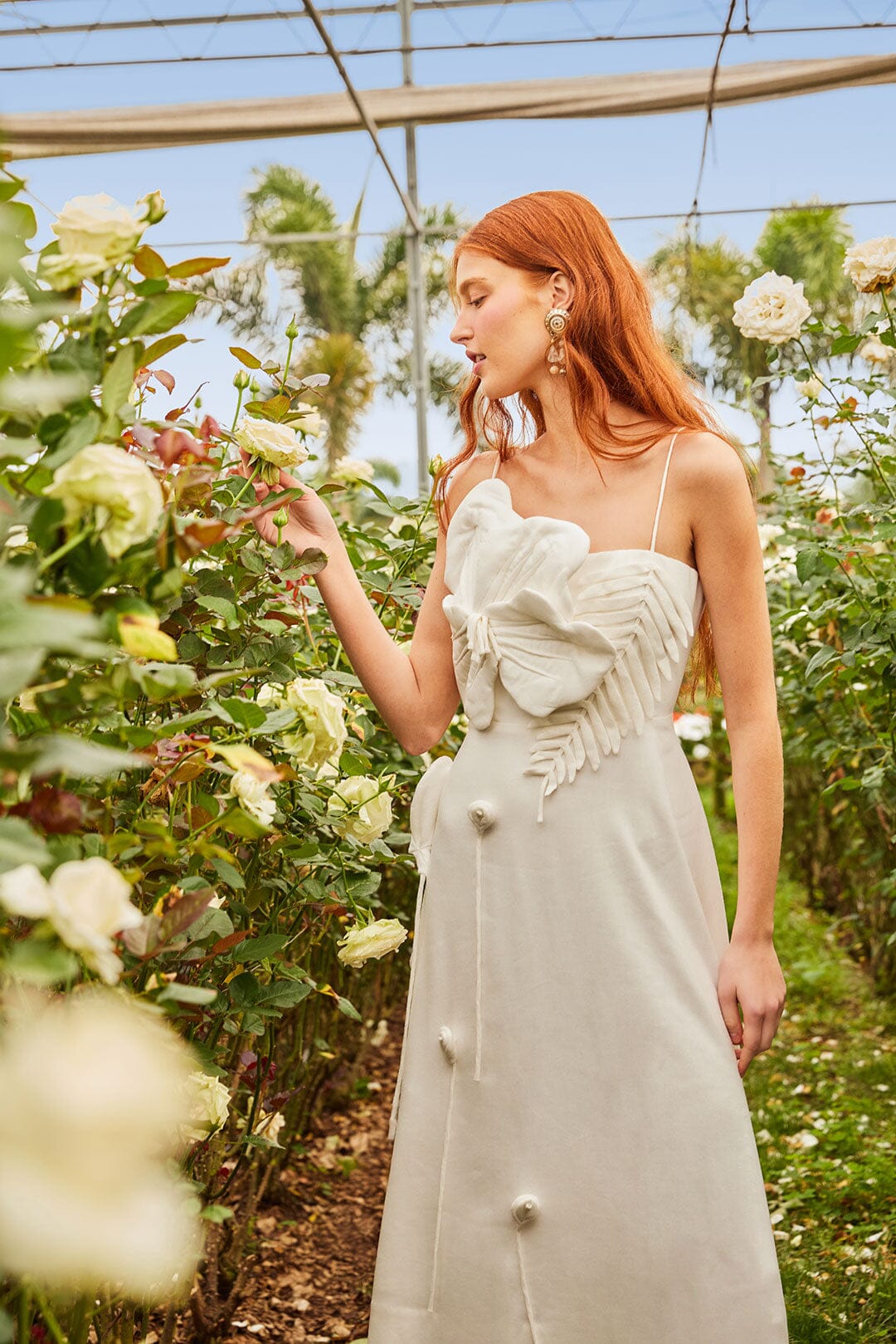 Vestido midi Off-White Garden LENZING™ ECOVERO™ Euroflax™.