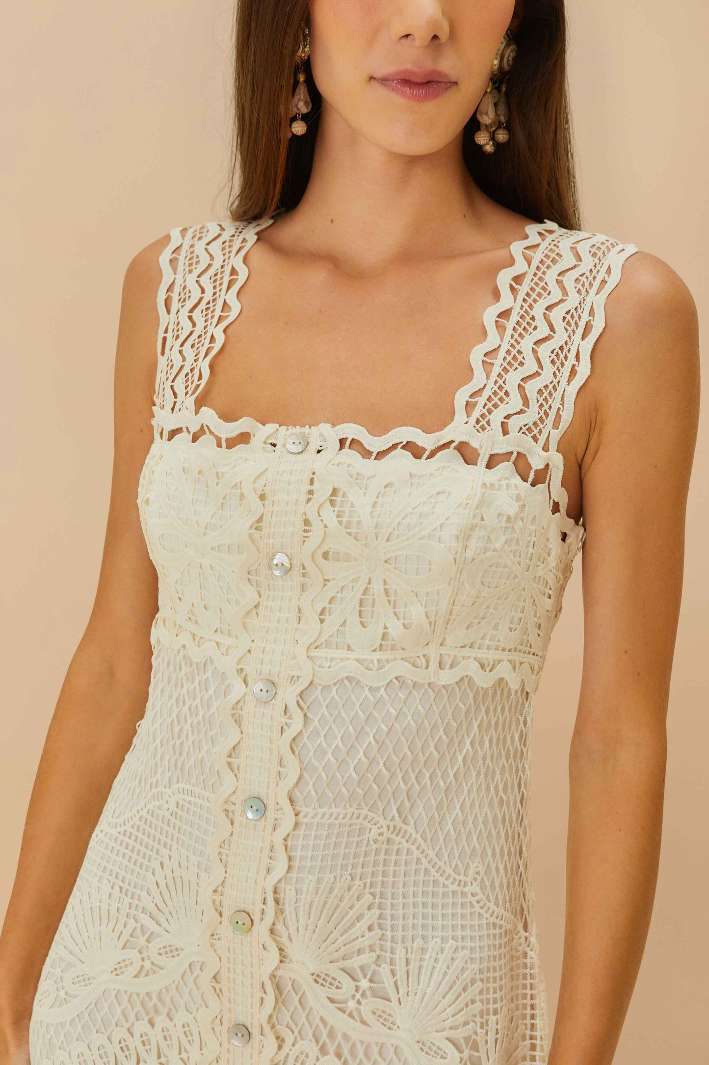 Maxi Vestido Off-White Nautical Guipure