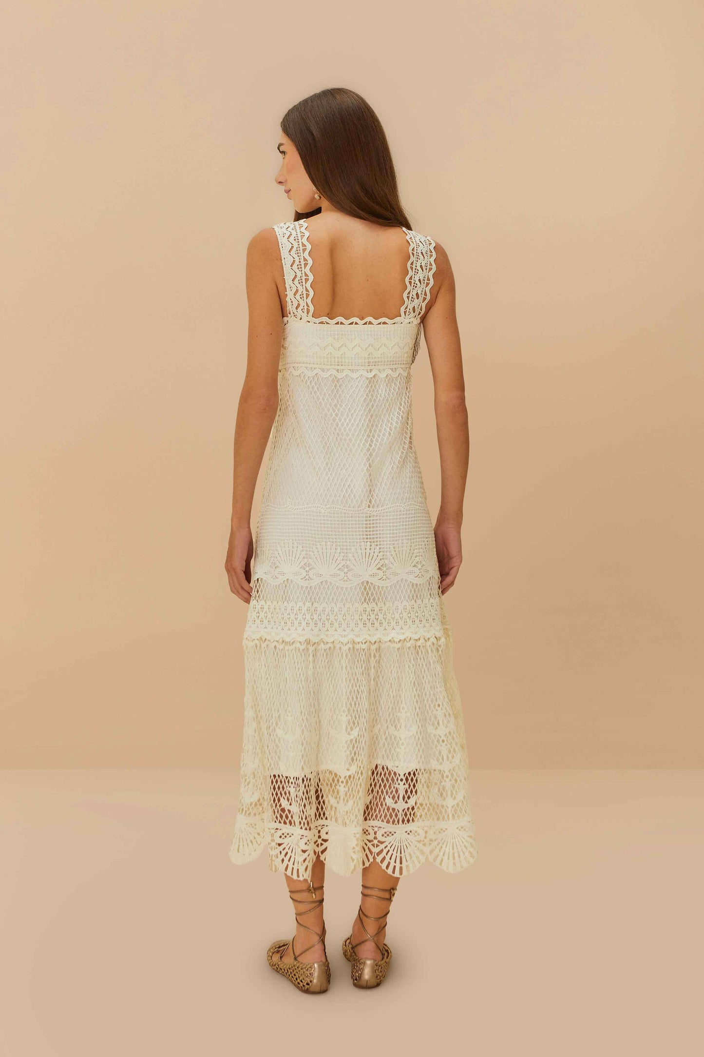 Maxi Vestido Off-White Nautical Guipure
