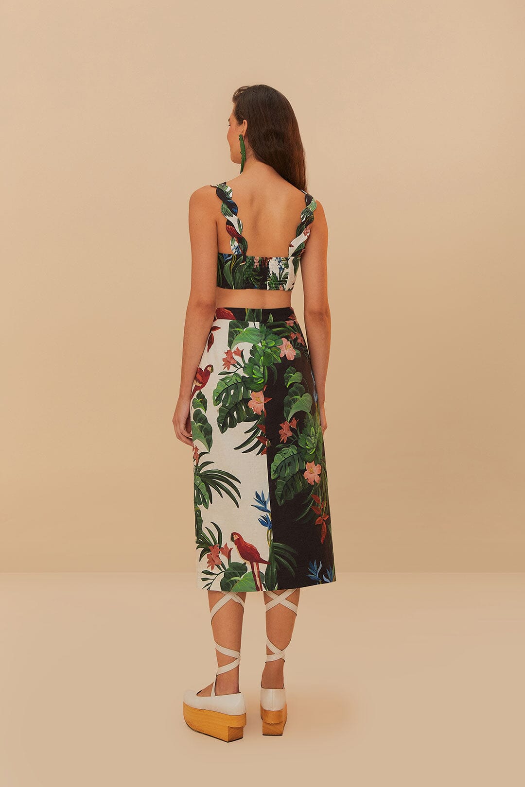 Mixed Midnight Macaw Fiesta LENZING™ ECOVERO™ Euroflax™ Falda Midi