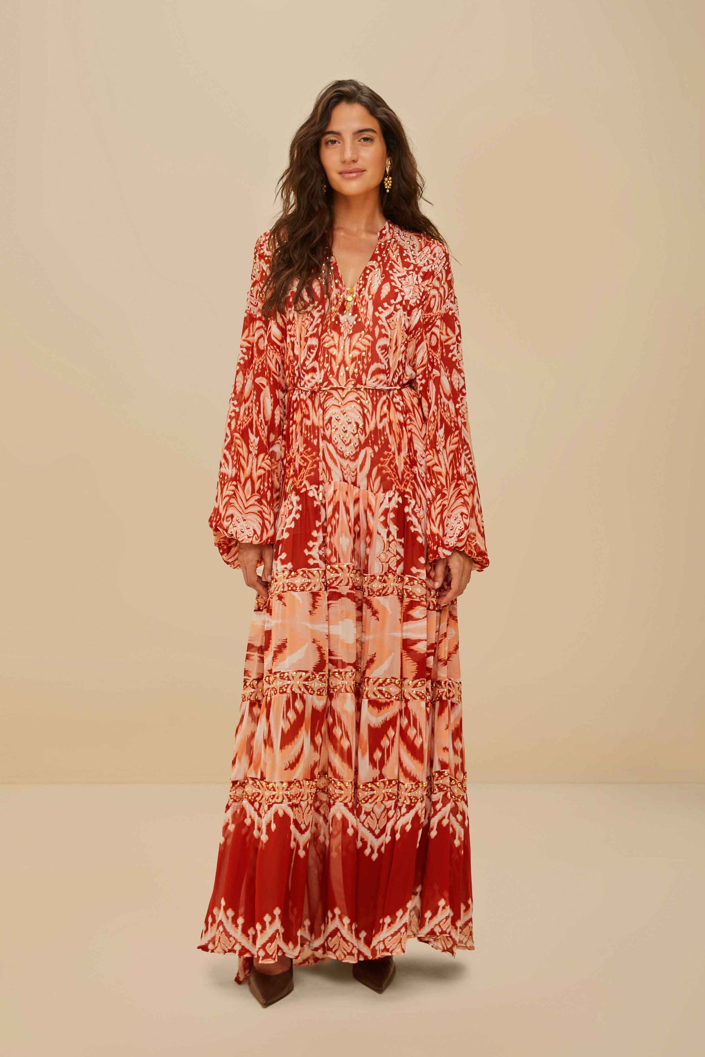Maxi vestido de estampado tropical