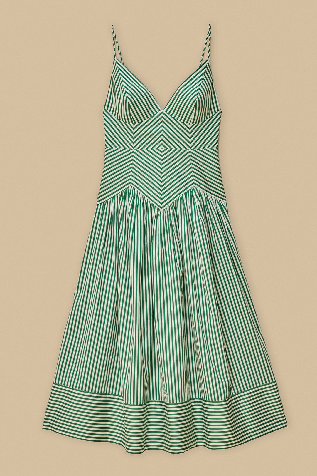 Vestido midi de algodón orgánico a rayas bicolor
