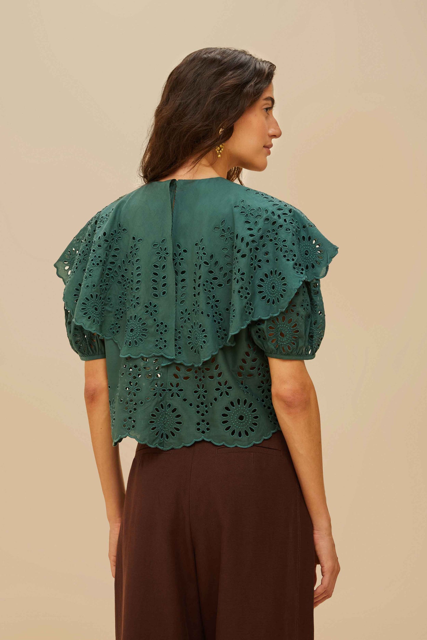 Maxi blusa de encaje verde