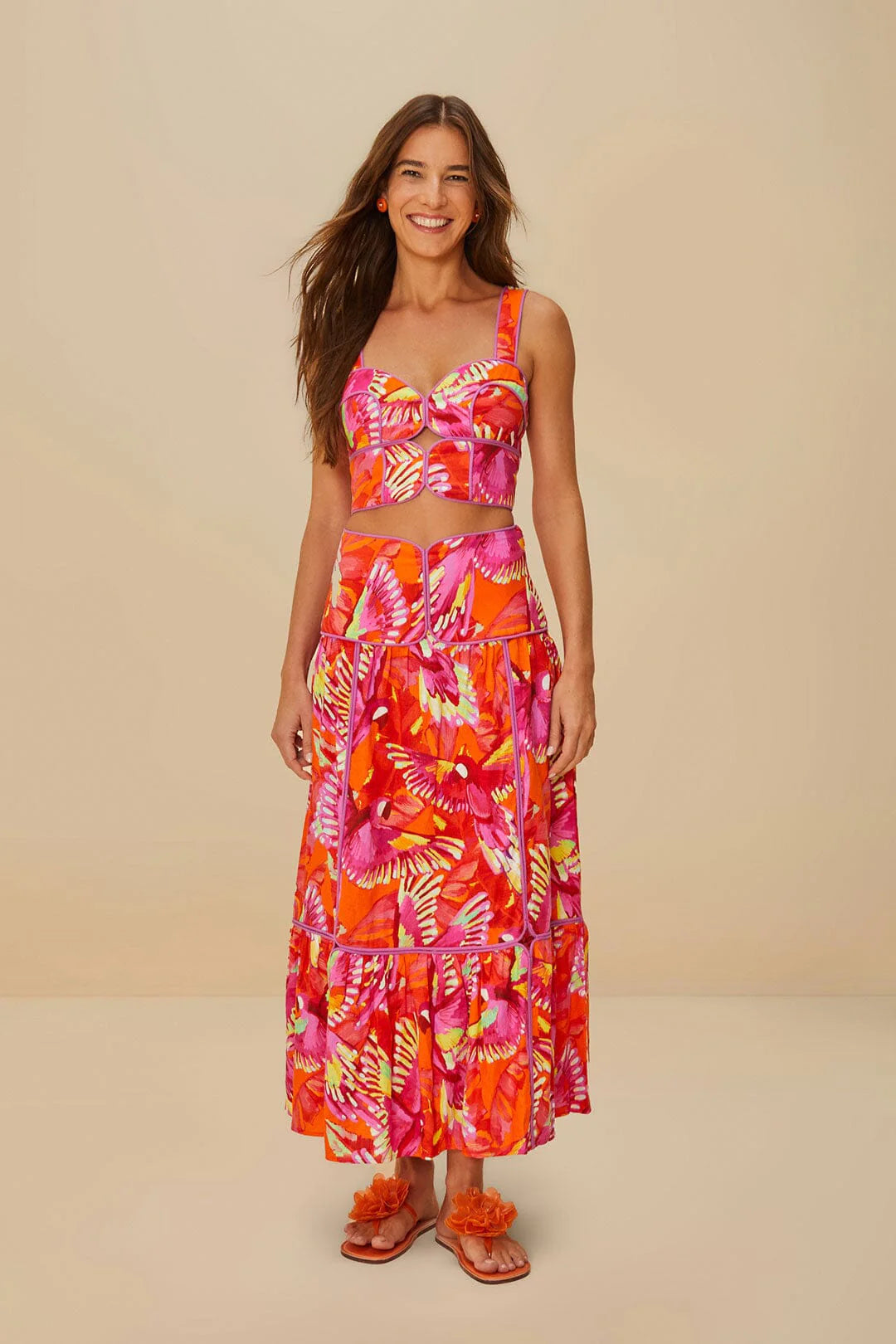 Crop Top Orange Flying Birds LENZING Euroflax