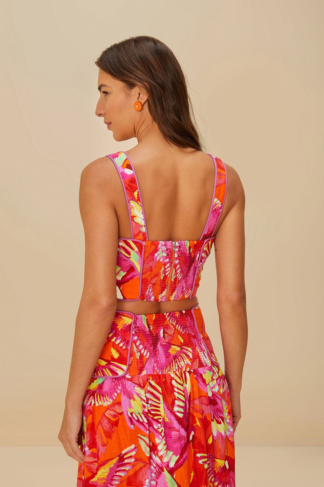 Crop Top Orange Flying Birds LENZING Euroflax