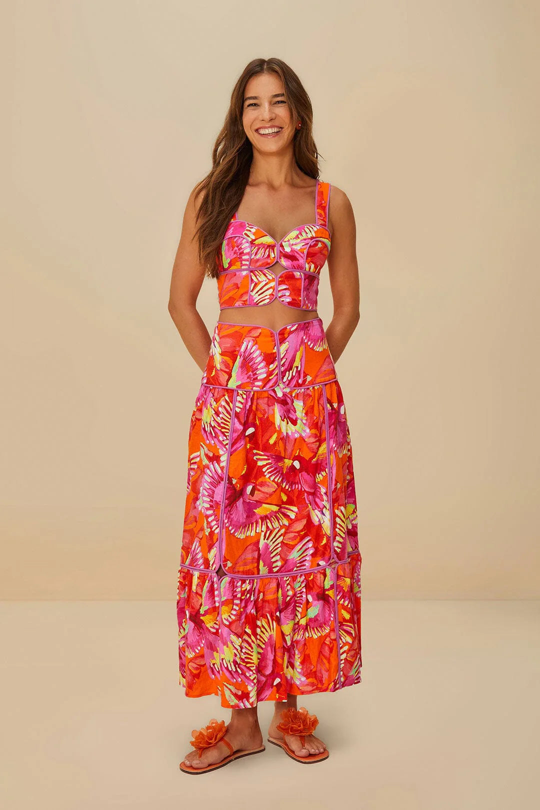 Maxi Falda Orange Flying Birds lenzing™ ecovero™ euroflax™