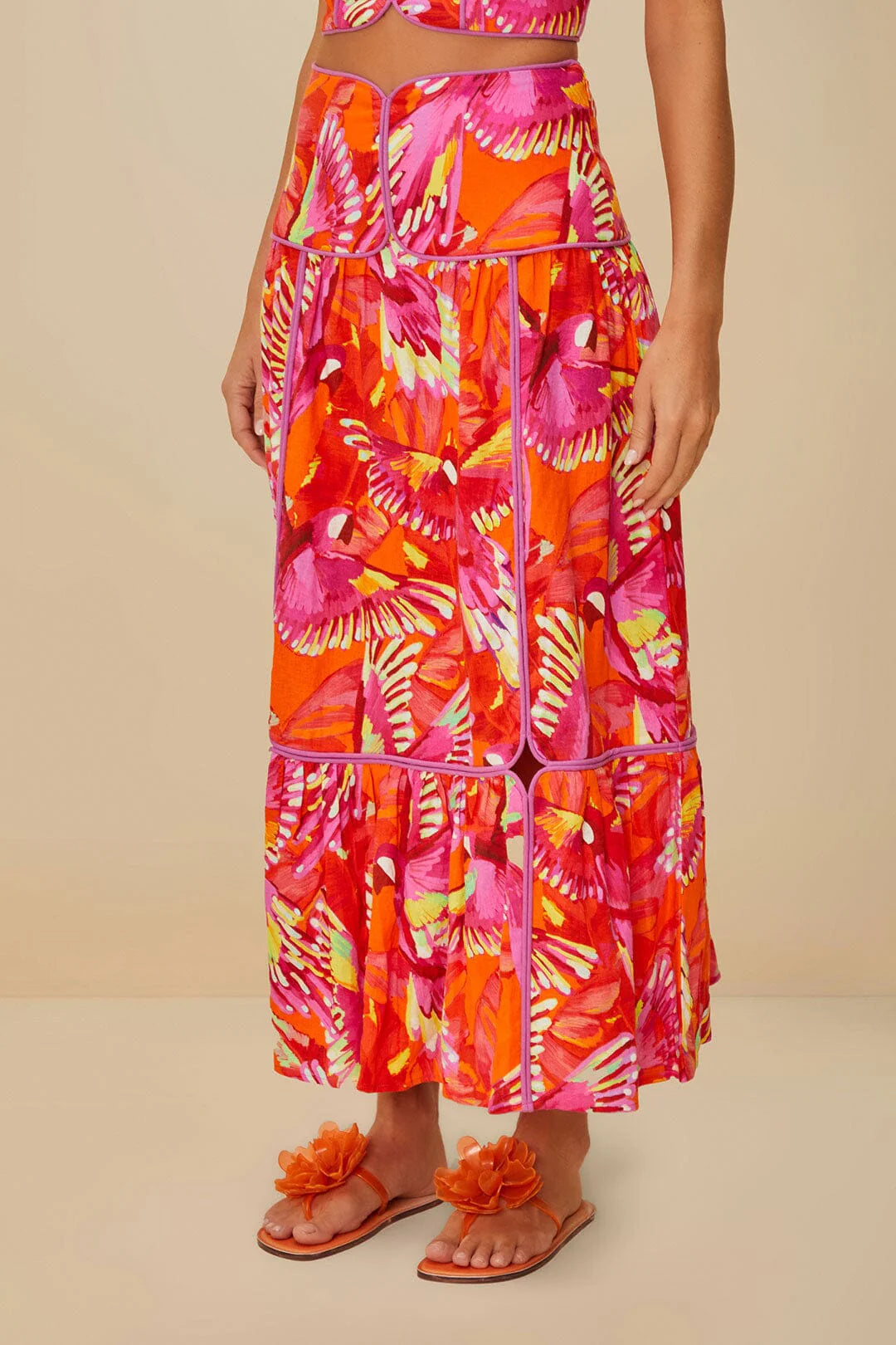 Maxi Falda Orange Flying Birds lenzing™ ecovero™ euroflax™