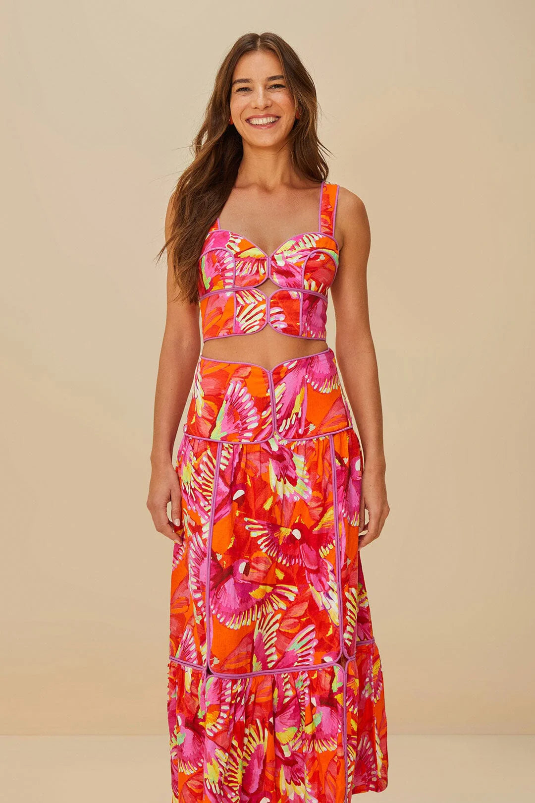 Maxi Falda Orange Flying Birds lenzing™ ecovero™ euroflax™