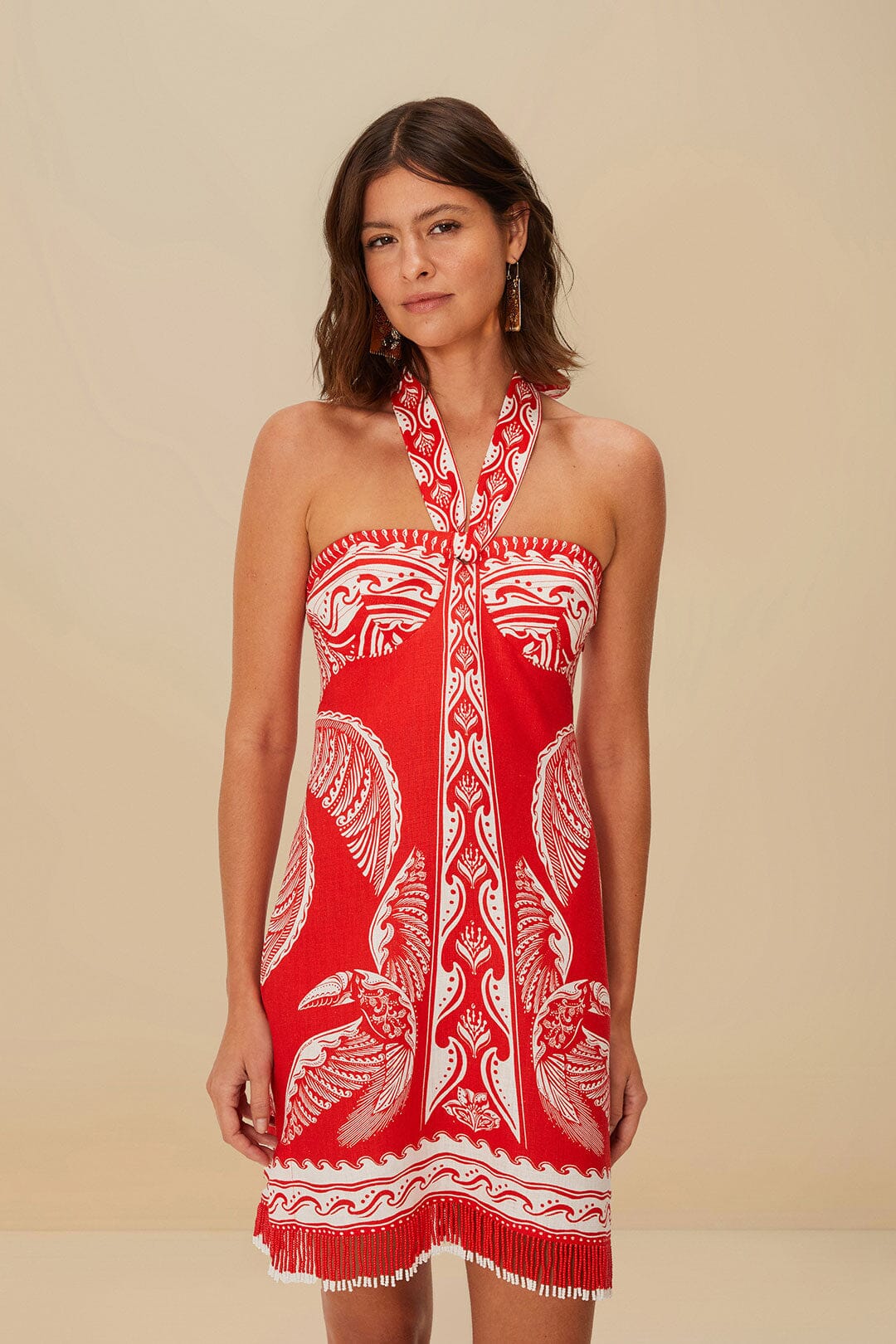 Mini vestido de lino premium Euroflax™ de cocotero rojo majestuoso