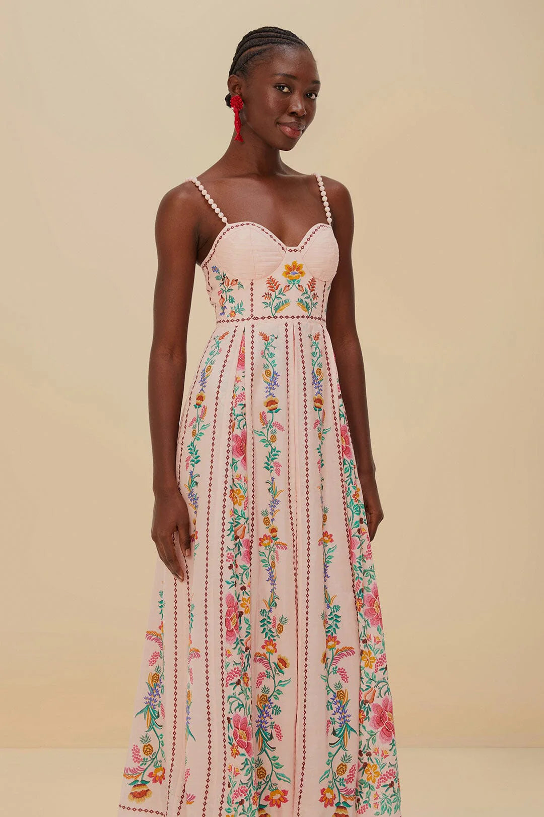 Maxivestido rosa bosque delicado