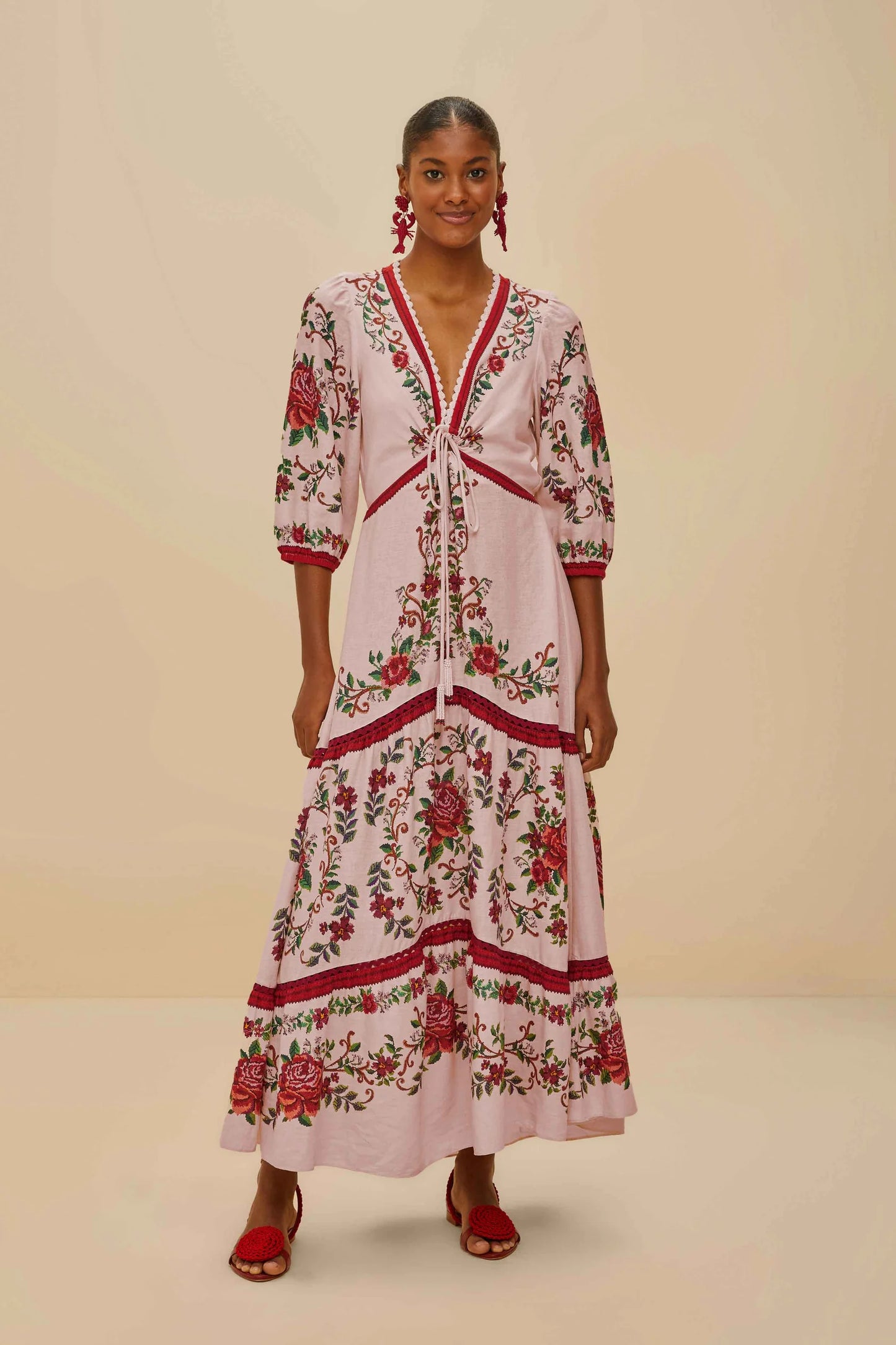 Maxi vestido de flores rosa lenzing™ ecovero™ euroflax™