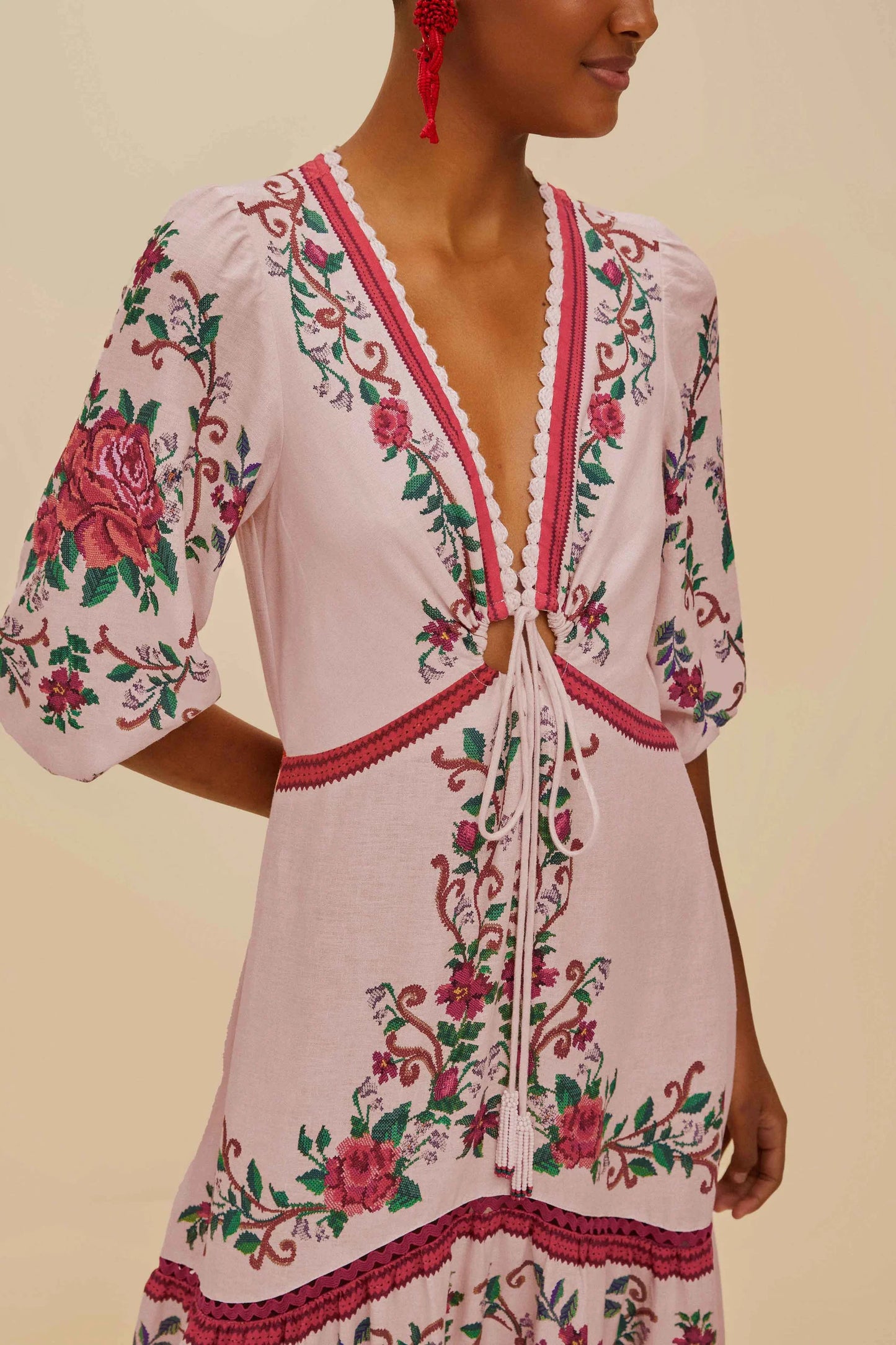 Maxi vestido de flores rosa lenzing™ ecovero™ euroflax™