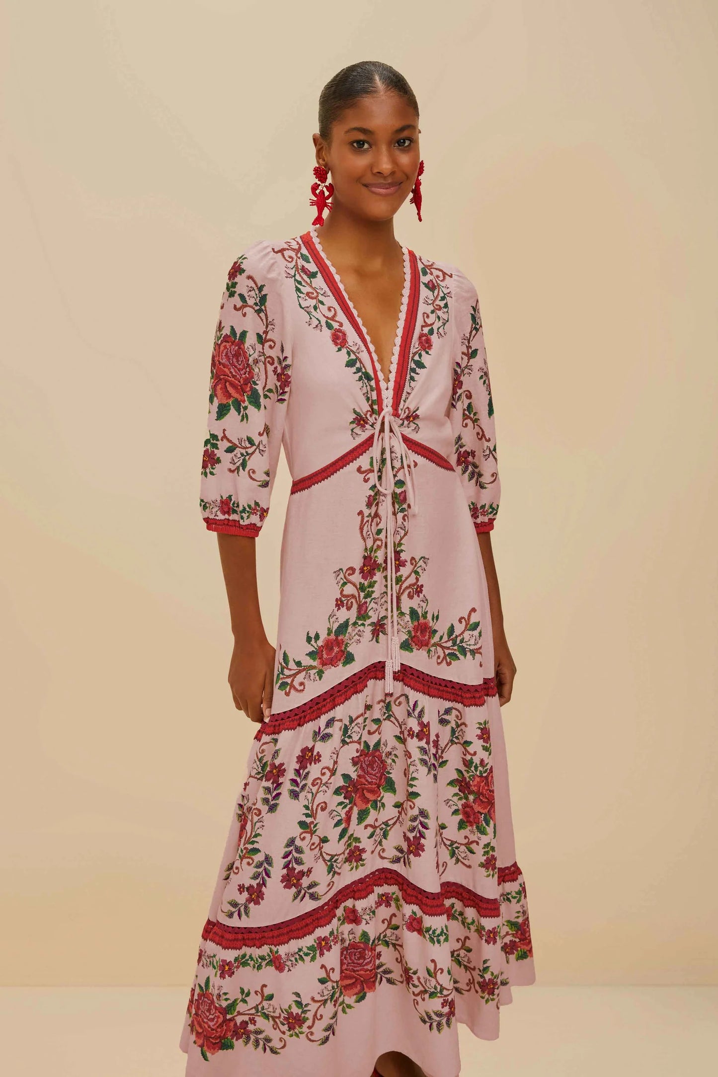 Maxi vestido de flores rosa lenzing™ ecovero™ euroflax™