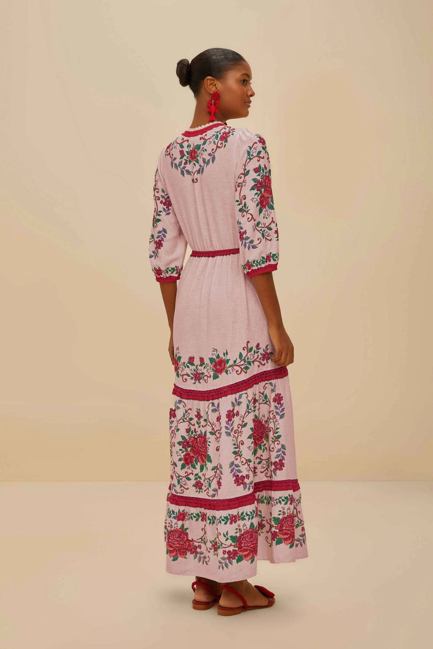 Maxi vestido de flores rosa lenzing™ ecovero™ euroflax™