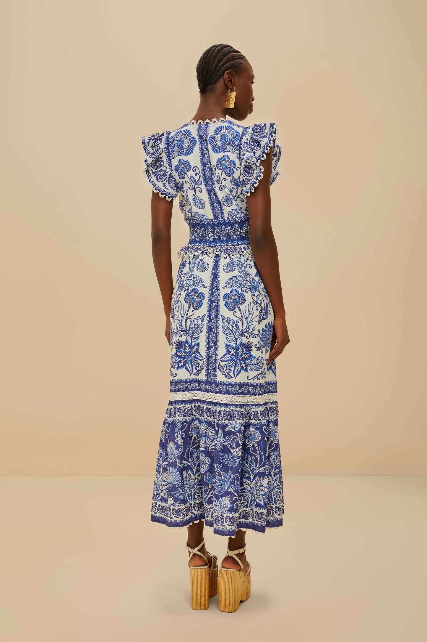 Off White Shell Garden Maxi Dress