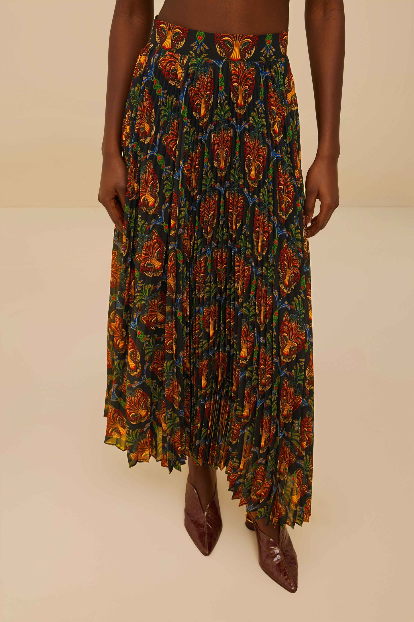 Maxi falda plisada estampado Boho Panther
