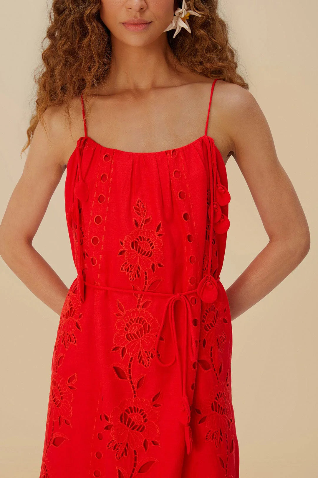 Maxi vestido de flores rojo richelieu lenzing™ ecovero™ euroflax™