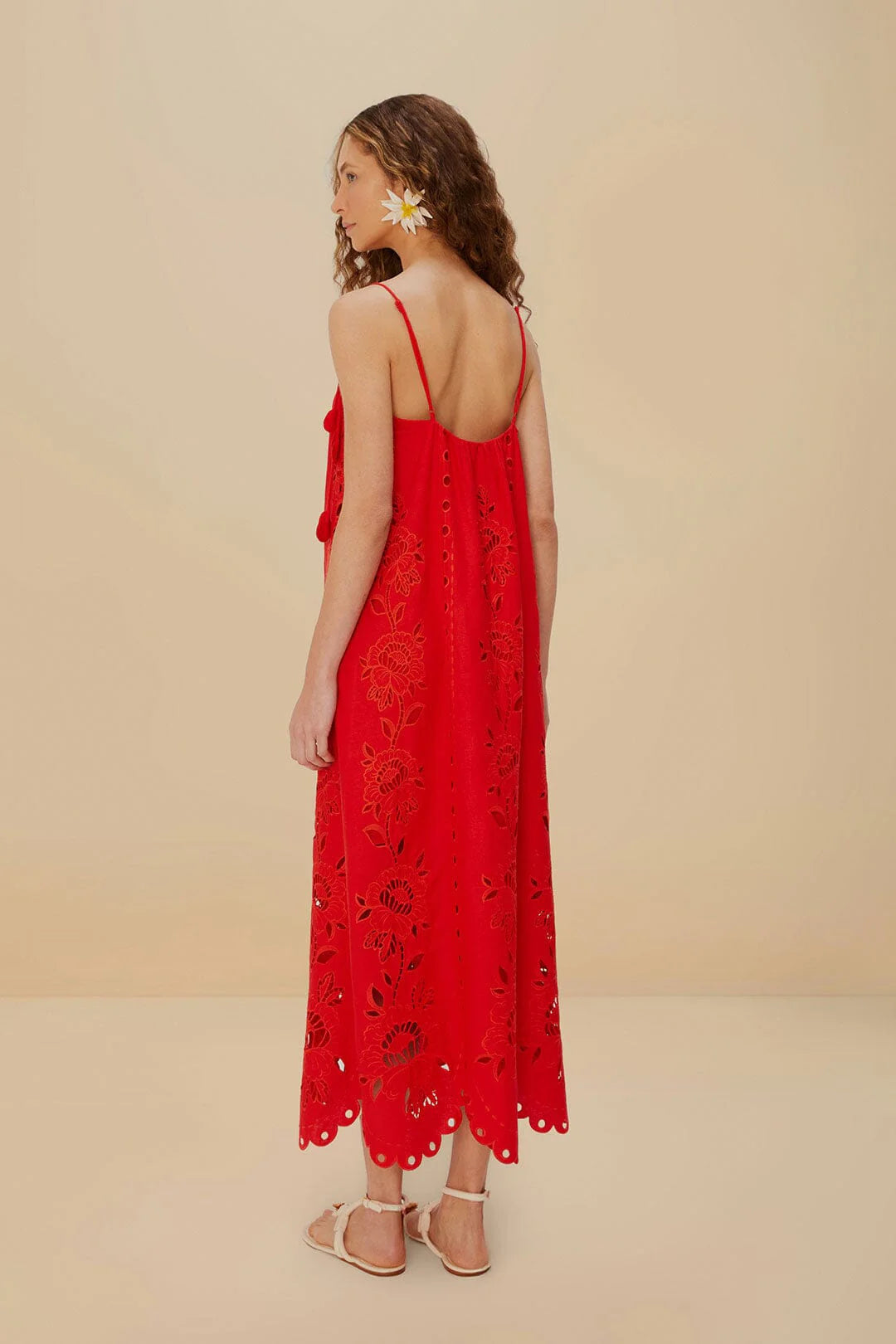 Maxi vestido de flores rojo richelieu lenzing™ ecovero™ euroflax™