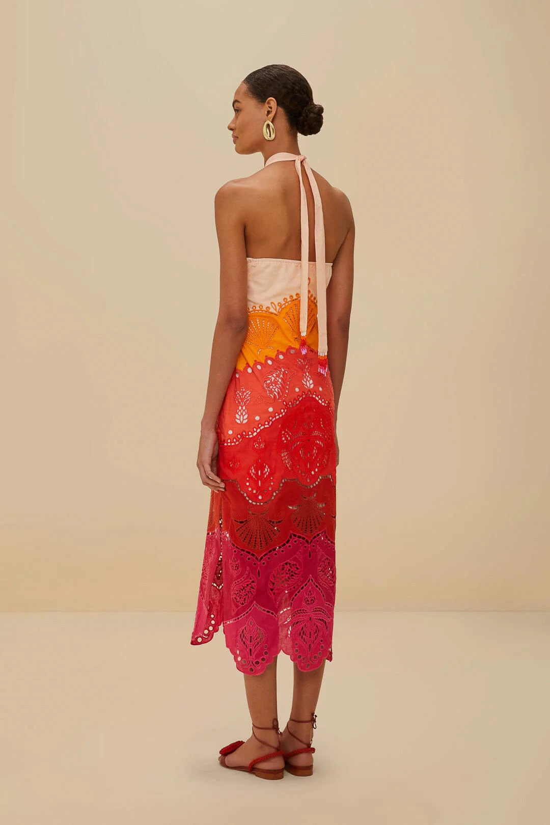 VESTIDO MIDI OMBRE RICHELIEU DEGRADADO VERANO