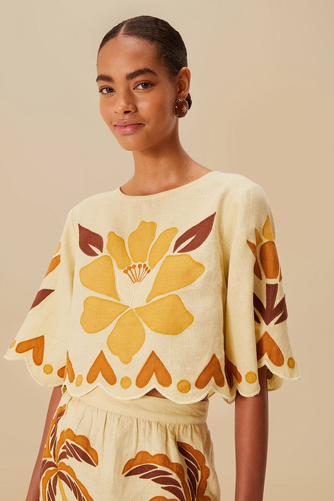 Blusa de lino de primera calidad Sand Summer Cutwork Euroflax™