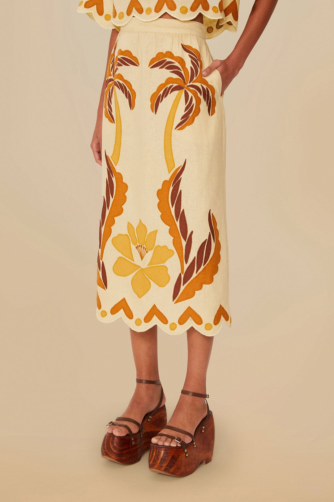 Falda de lino de primera calidad Sand Summer Cutwork Euroflax™