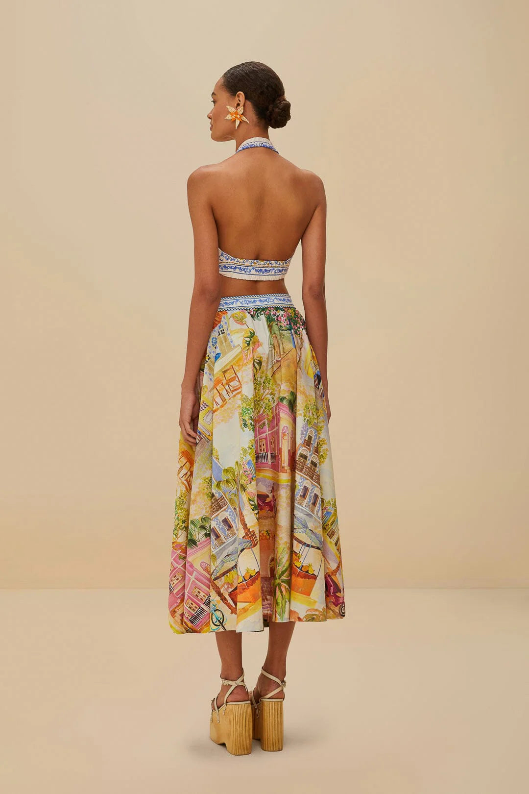 Falda Midi de Algodón Ecológico Aracati Multicolor