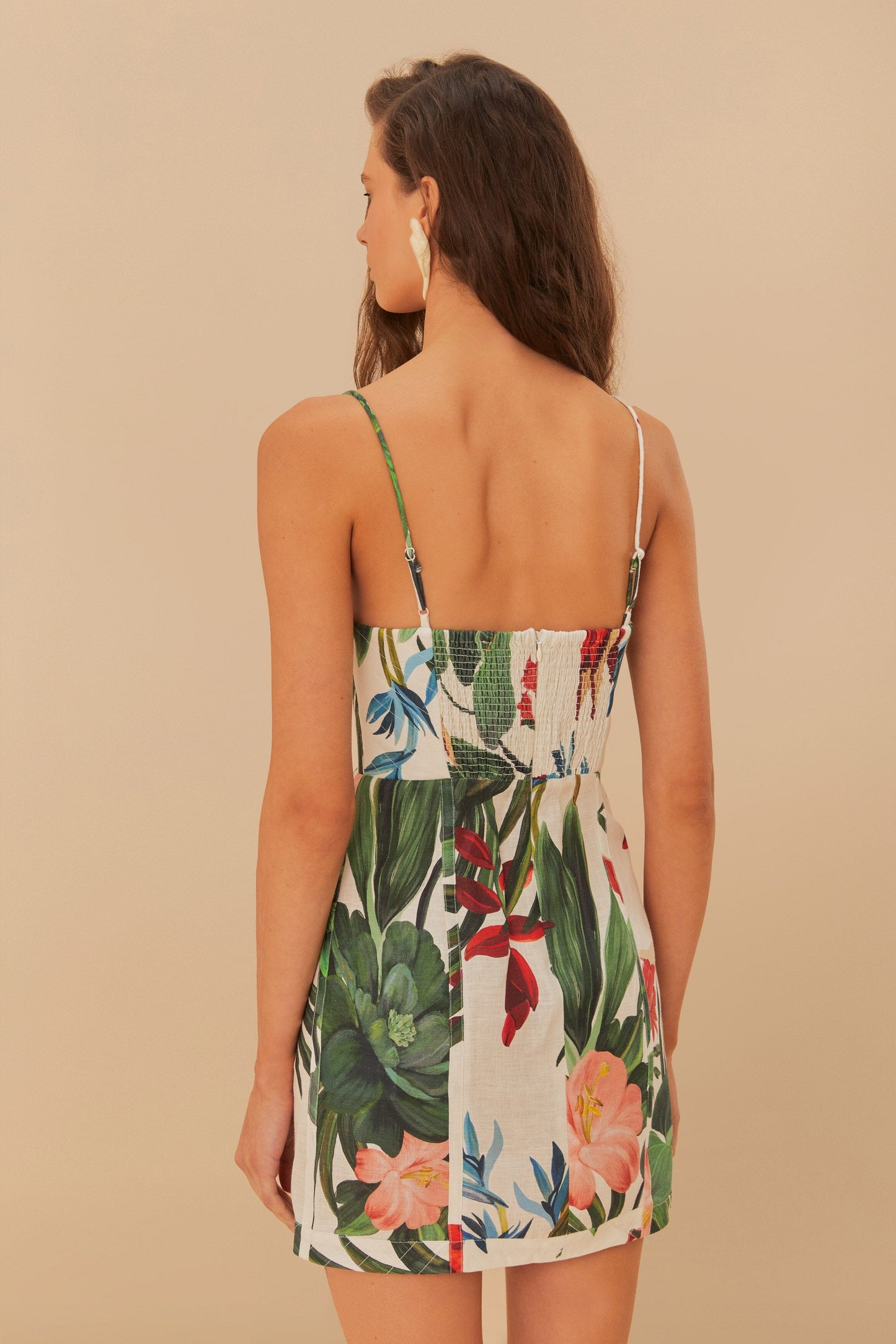 Mini vestido de flores sin mangas Midnight Macaw Fiesta Off-White