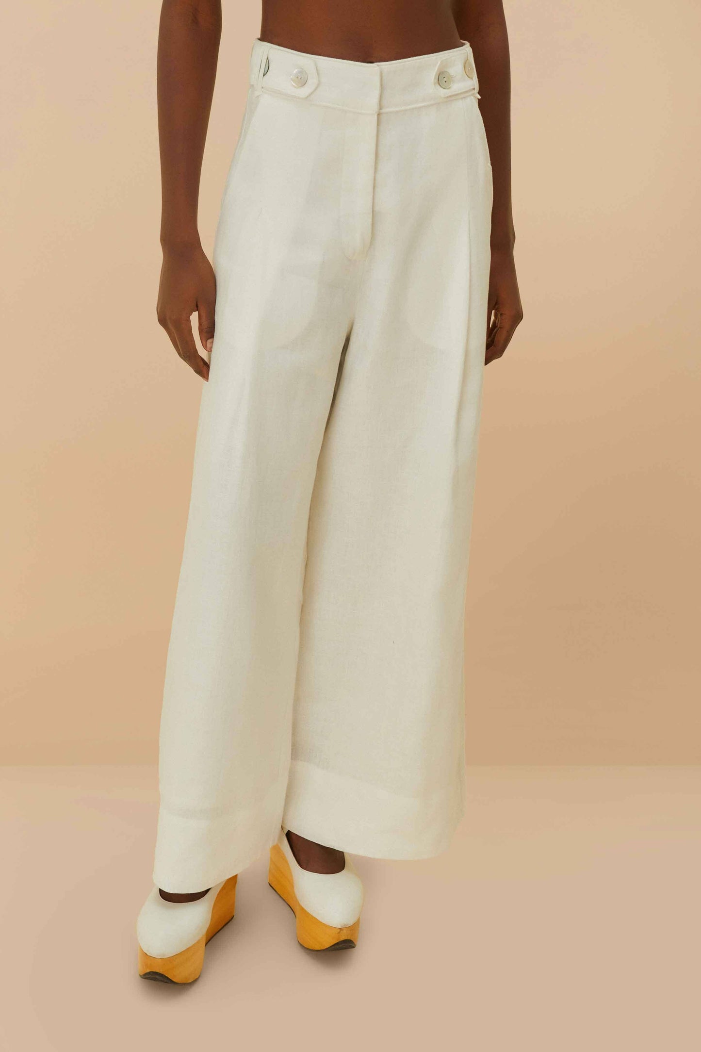 Pantalones de cintura alta de lino premium Euroflax™ de Off-White